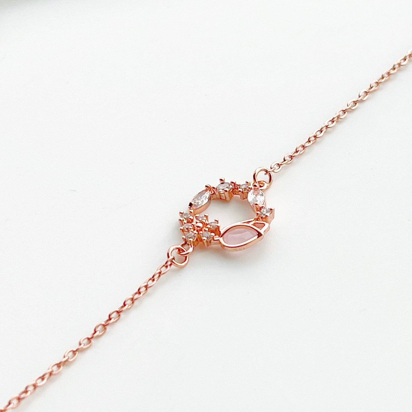 Pink Tulip Bracelet - Flower Shape Crystal Rose Gold Bracelet-Ninaouity
