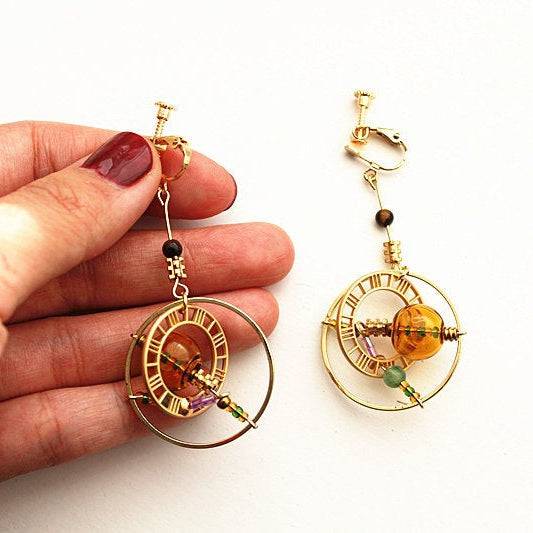 Planet Saturn Universe Theme Orb Shape Drop Earrings-Ninaouity