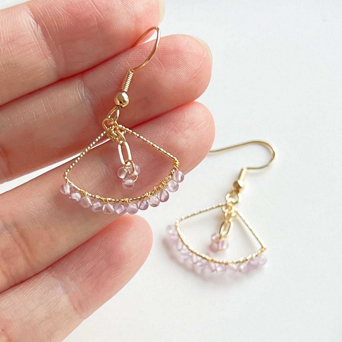 Purple Amethyst Mini Beads Earrings-Ninaouity