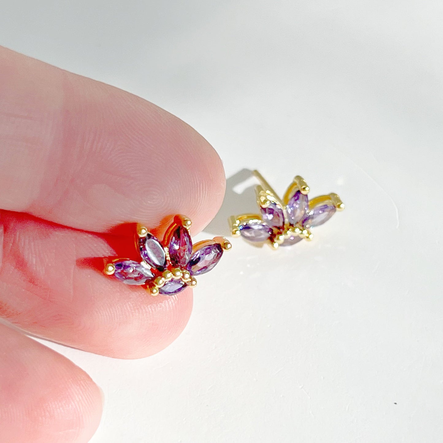 Purple Marquise Zircon Stud Earrings-Ninaouity