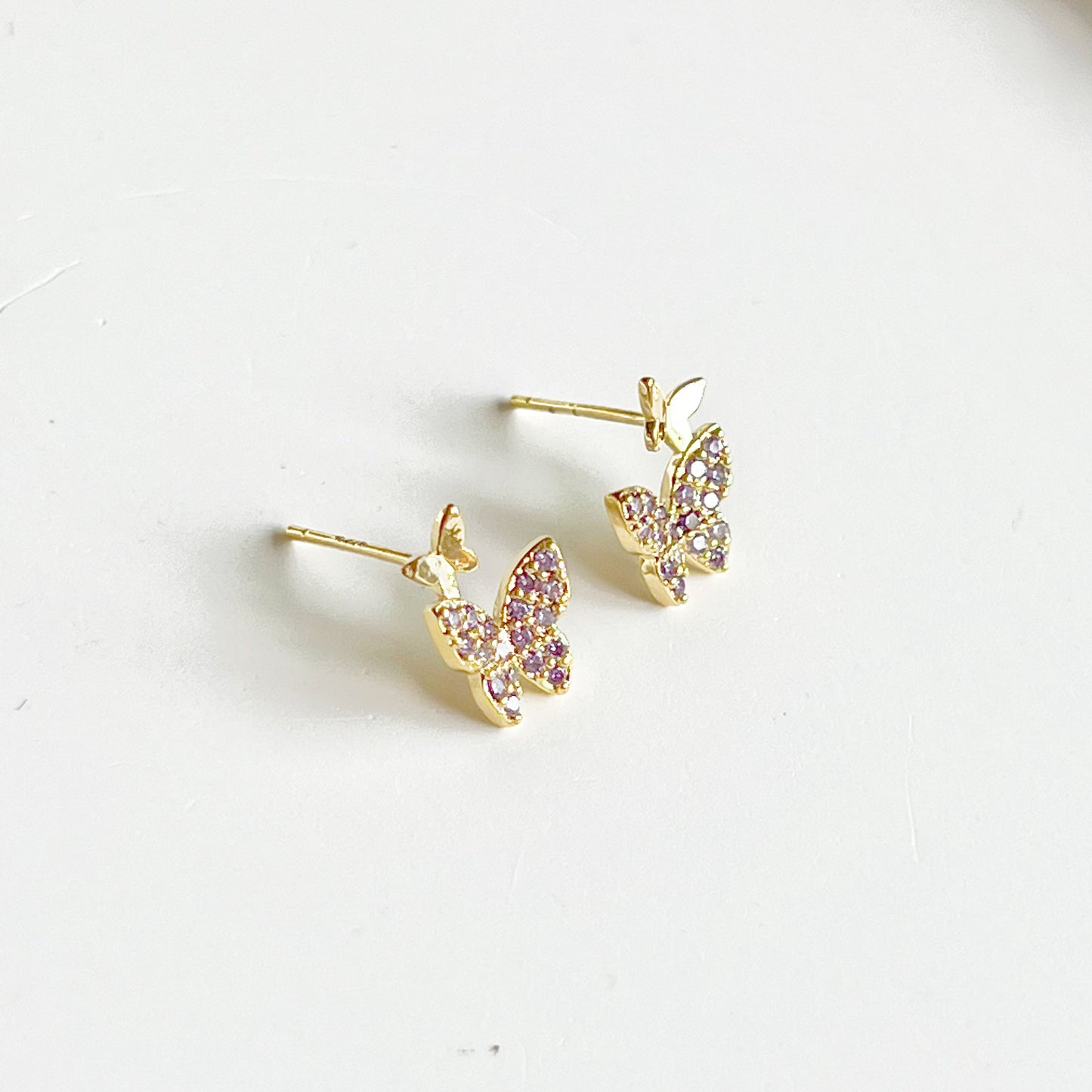 Purple Zircon Butterflies Earrings-Ninaouity