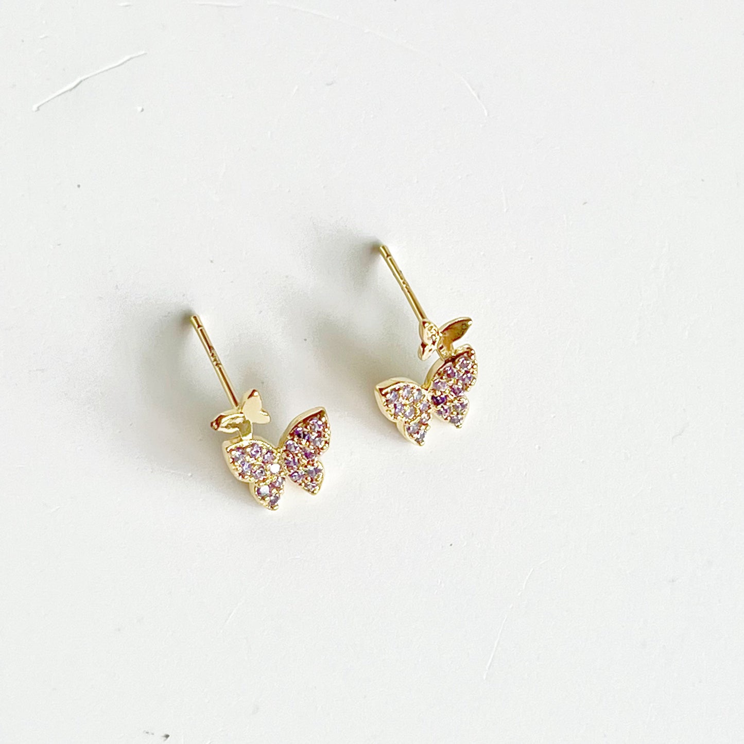 Purple Zircon Butterflies Earrings-Ninaouity