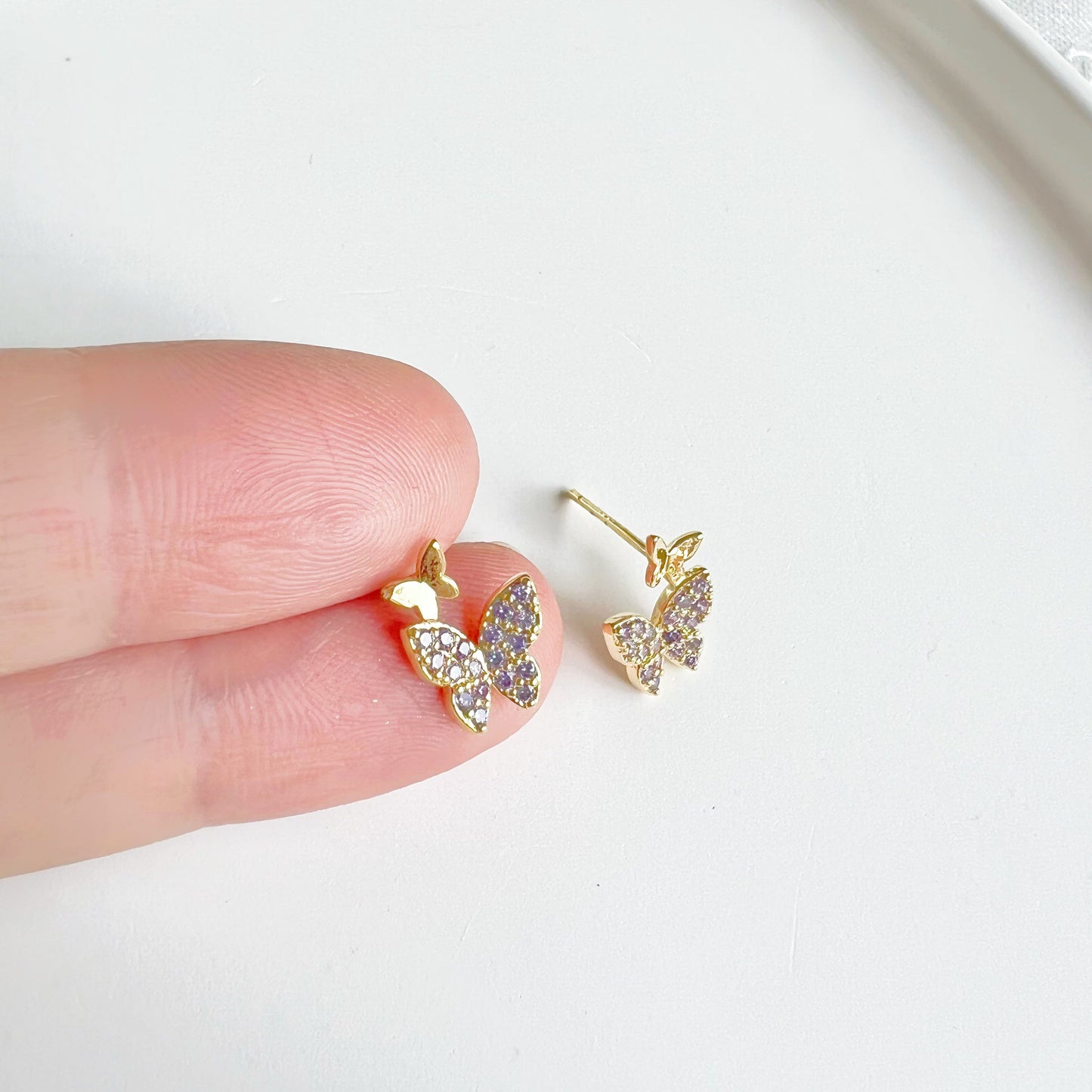 Purple Zircon Butterflies Earrings-Ninaouity