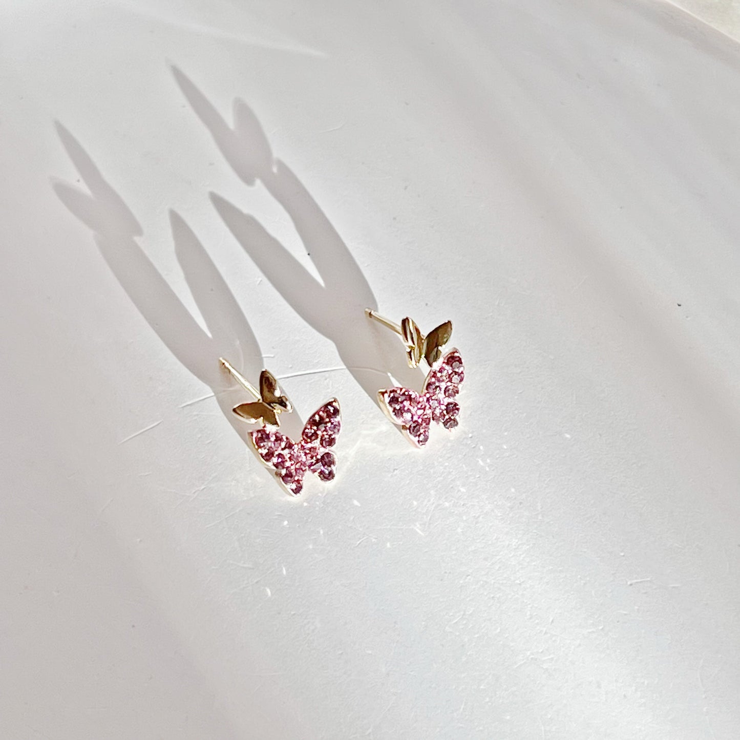 Purple Zircon Butterfly Stud Earrings-Ninaouity