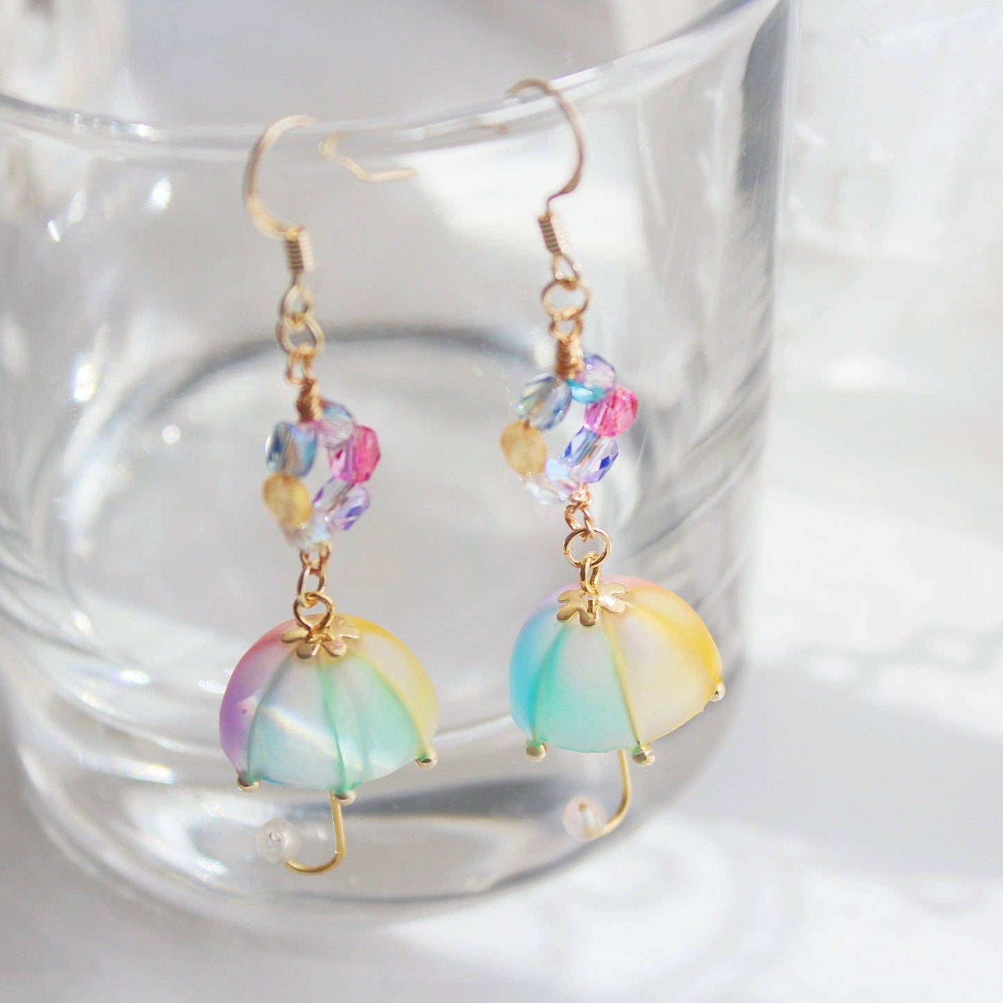Rainbow Umbrella Drop Earrings-Ninaouity