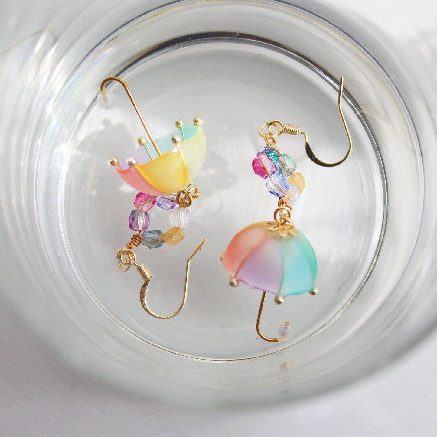 Rainbow Umbrella Drop Earrings-Ninaouity