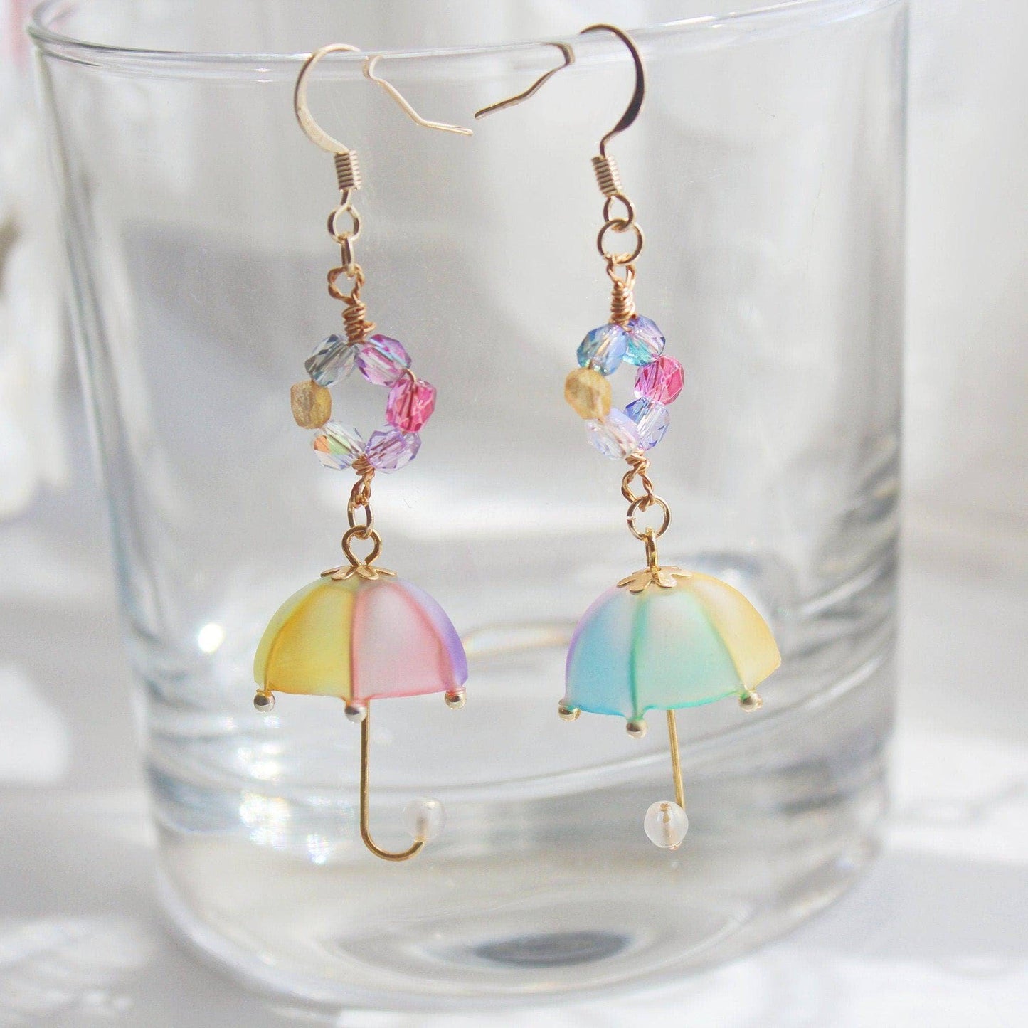 Rainbow Umbrella Drop Earrings-Ninaouity