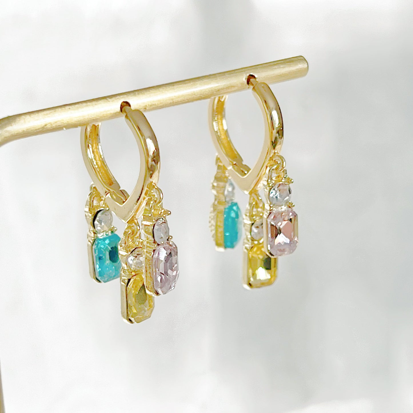 Rainbow Zircon in Hoop Earrings-Ninaouity