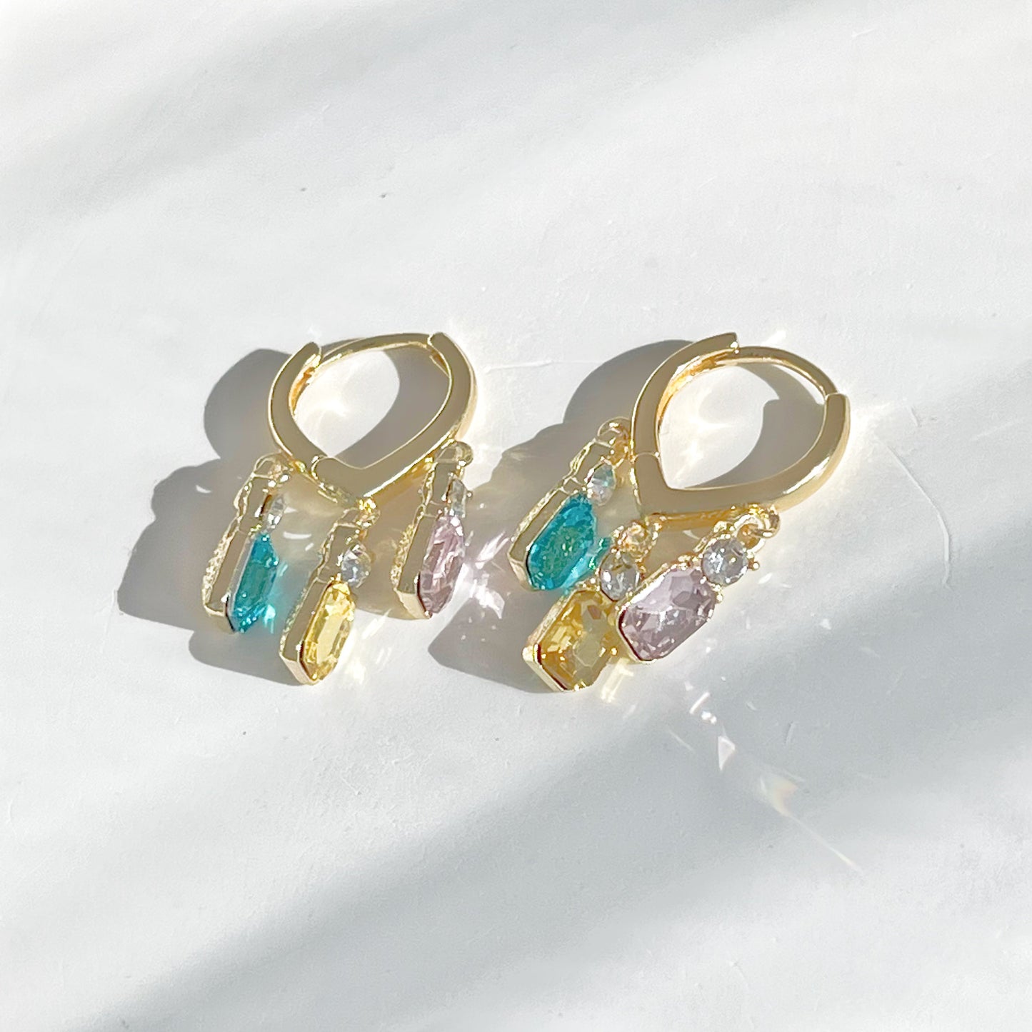 Rainbow Zircon in Hoop Earrings-Ninaouity