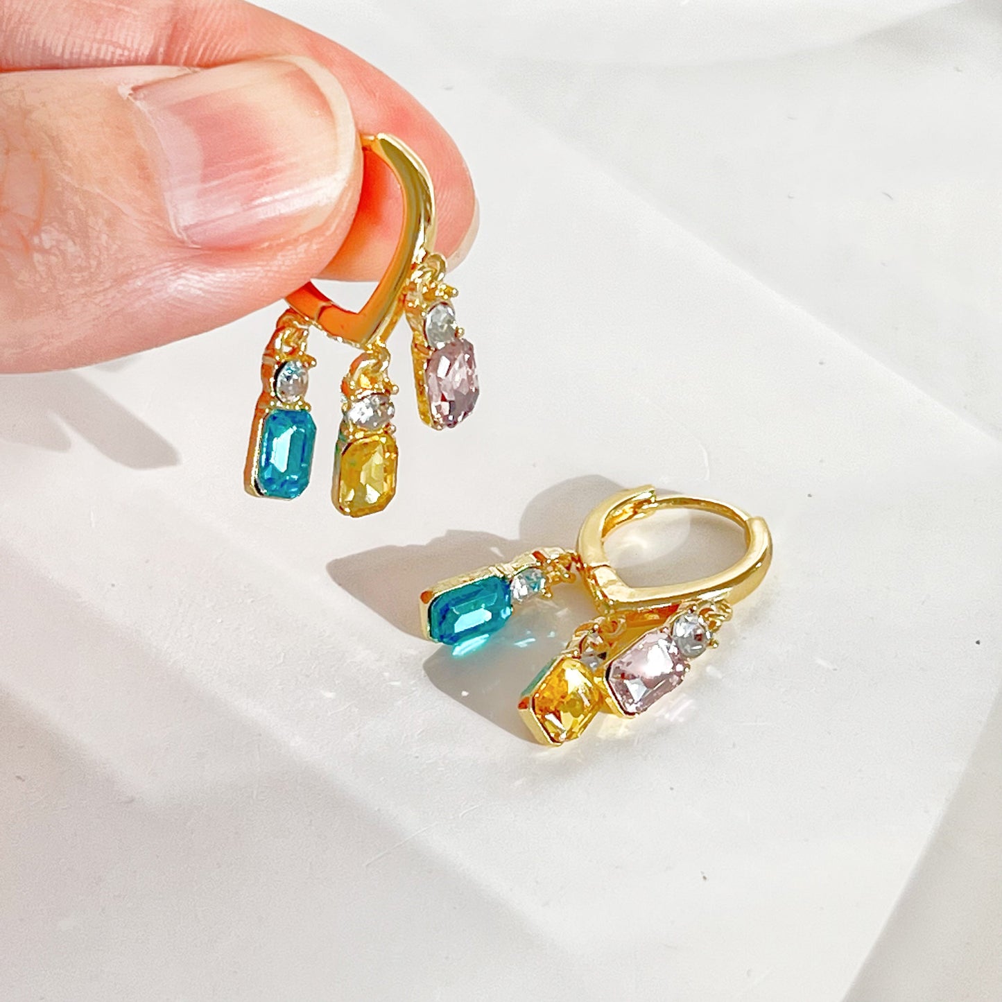 Rainbow Zircon in Hoop Earrings-Ninaouity