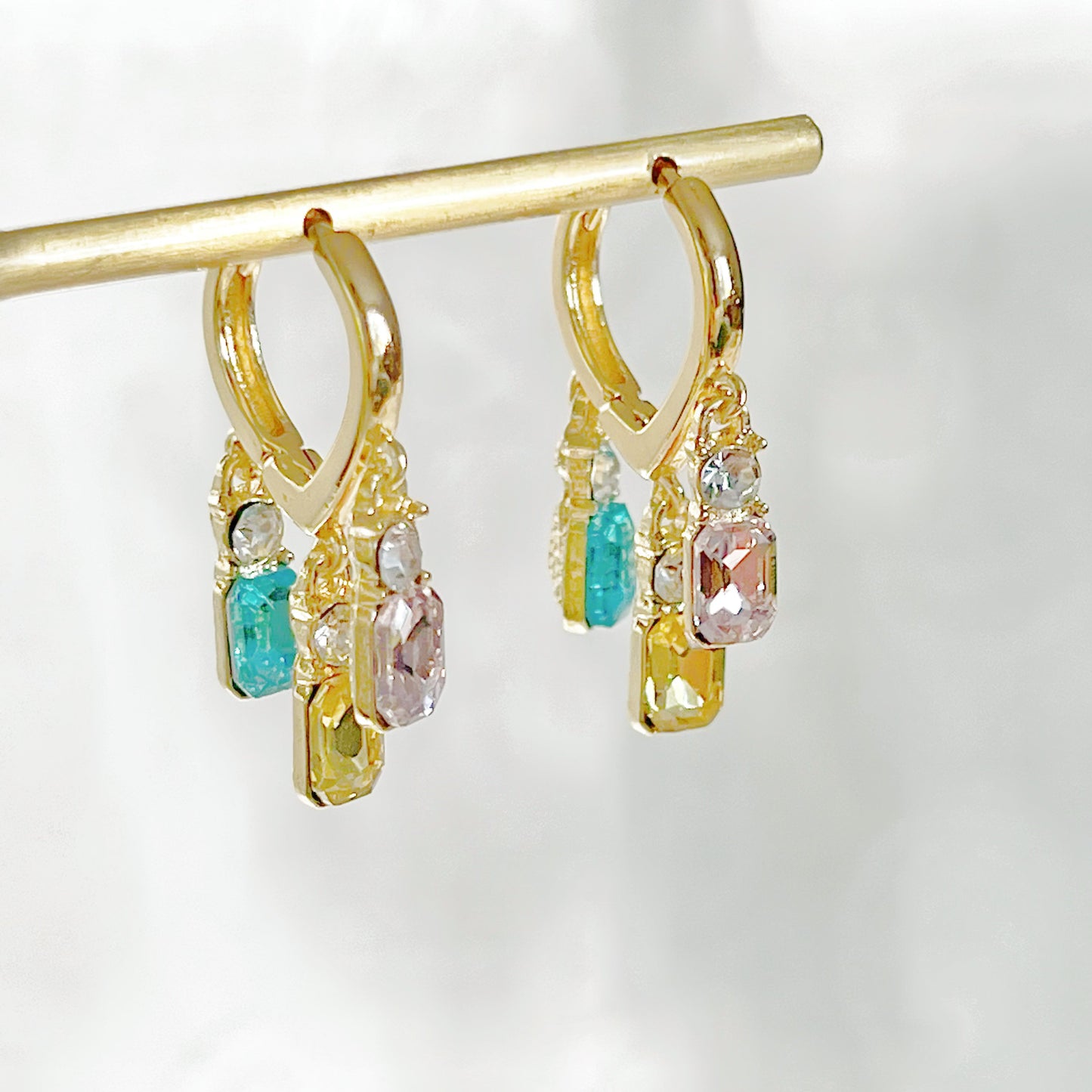 Rainbow Zircon in Hoop Earrings-Ninaouity