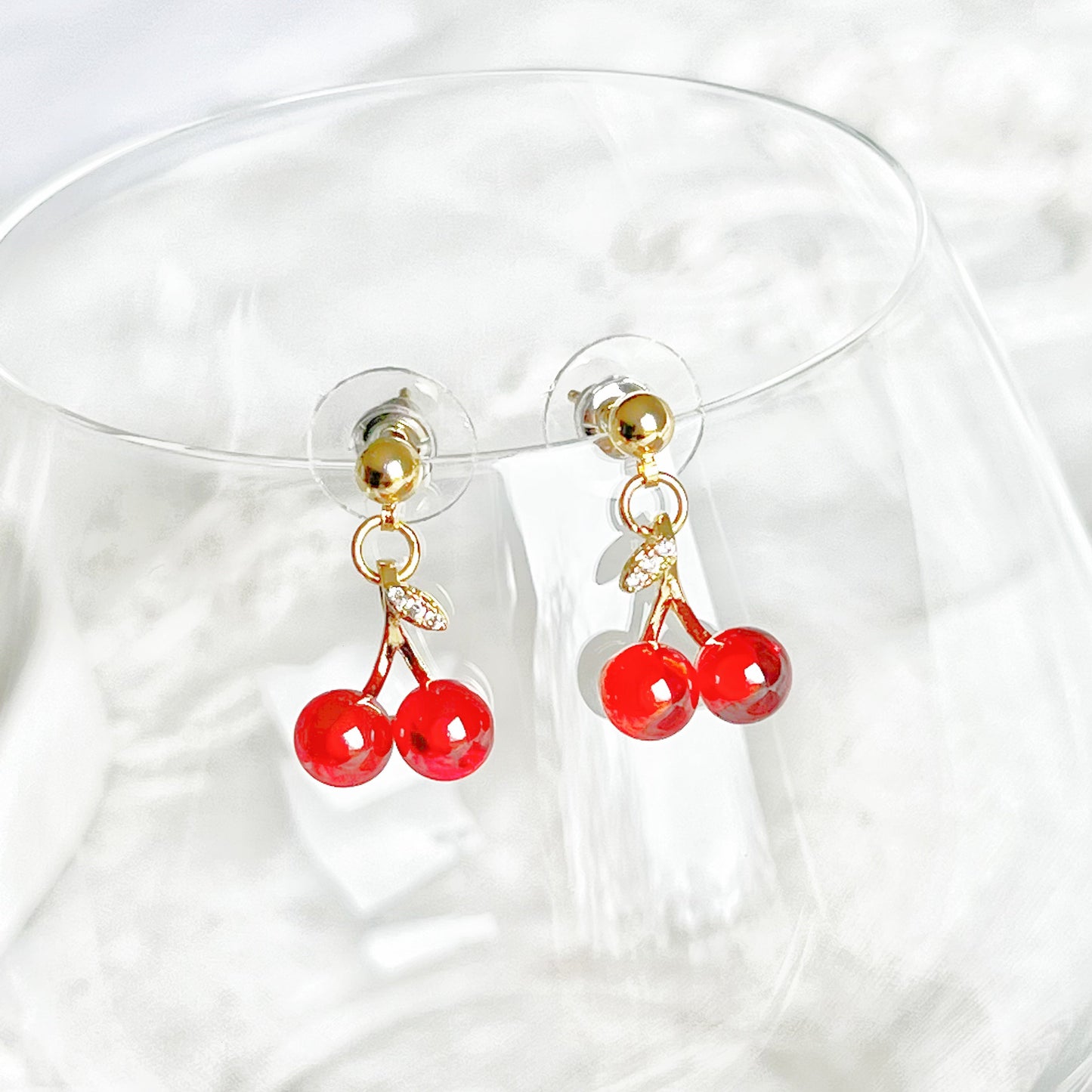 Red Cherry Mini Drop Earrings-Ninaouity