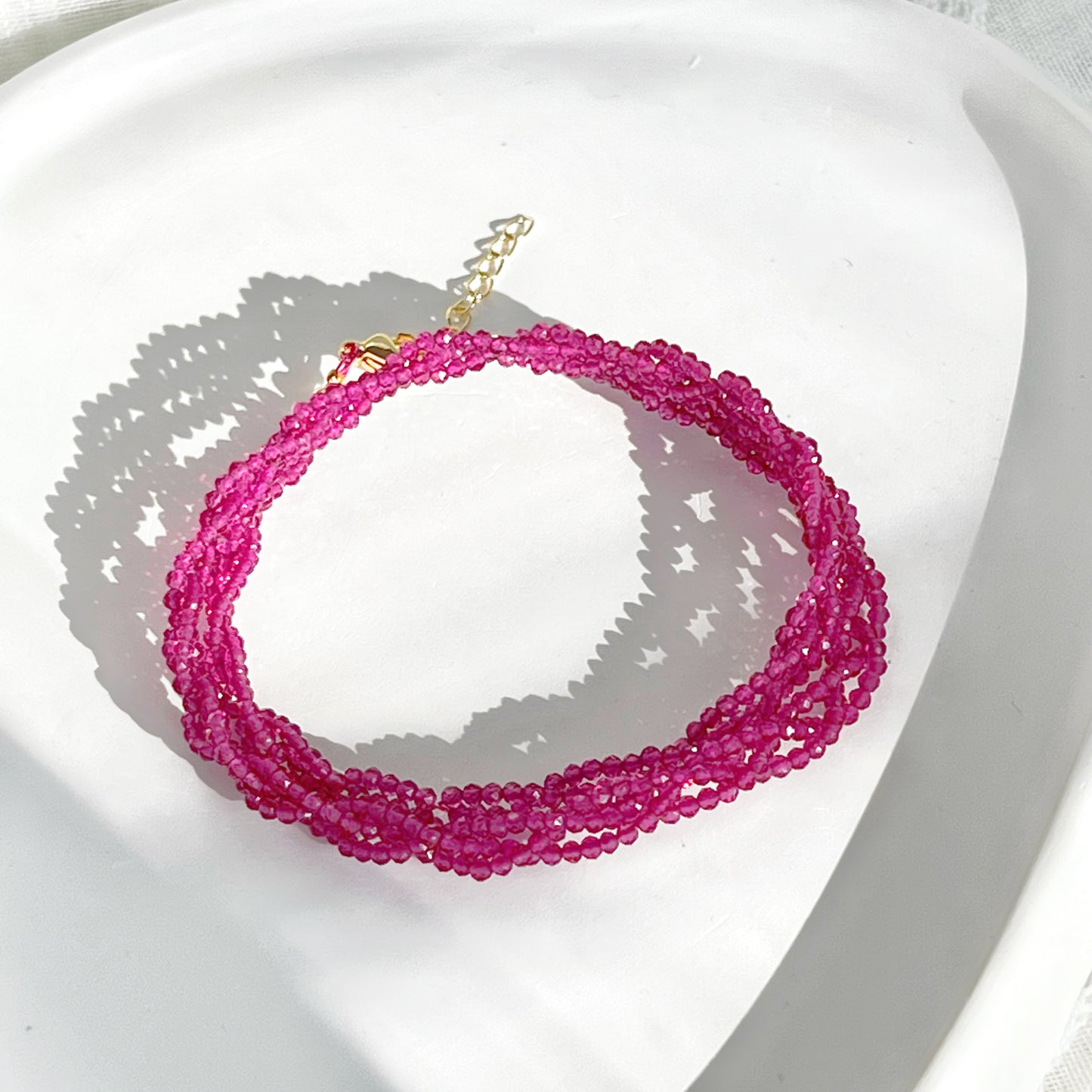 Red Spinel Bead Double Chain Bracelets-Ninaouity