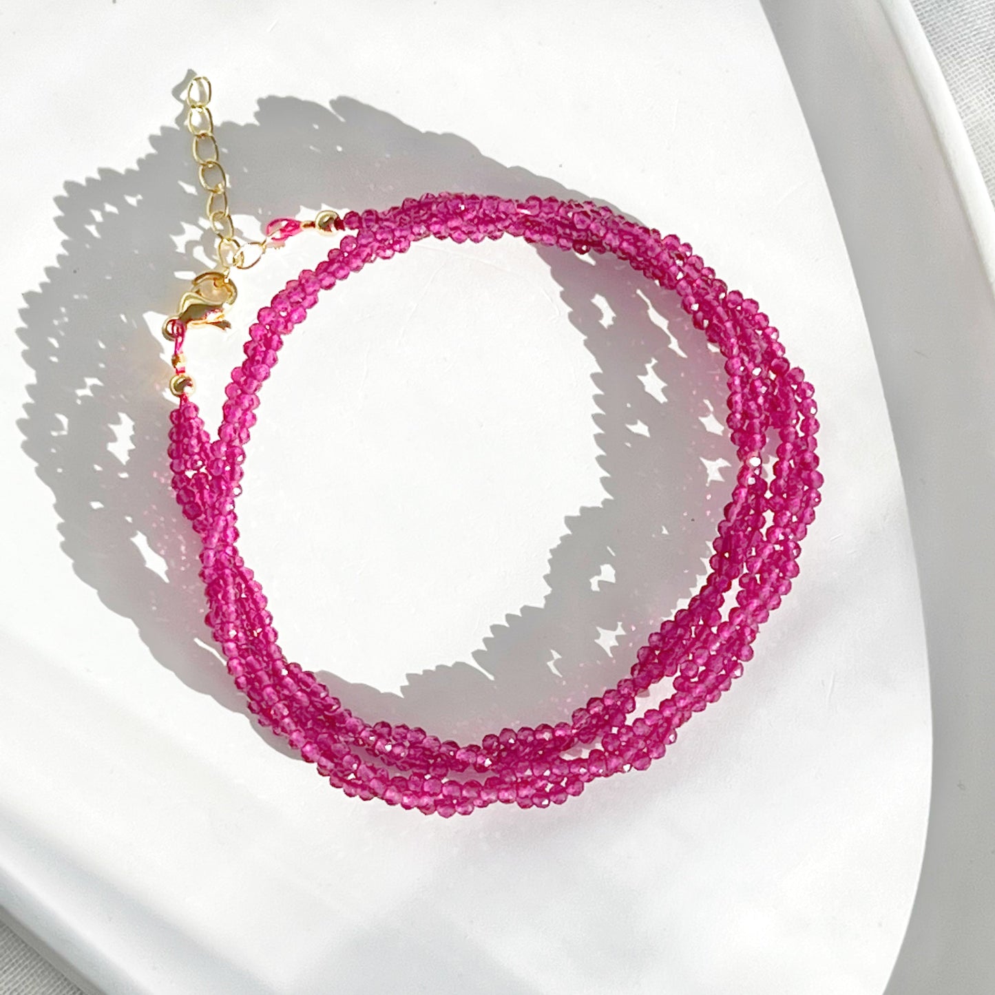 Red Spinel Bead Double Chain Bracelets-Ninaouity