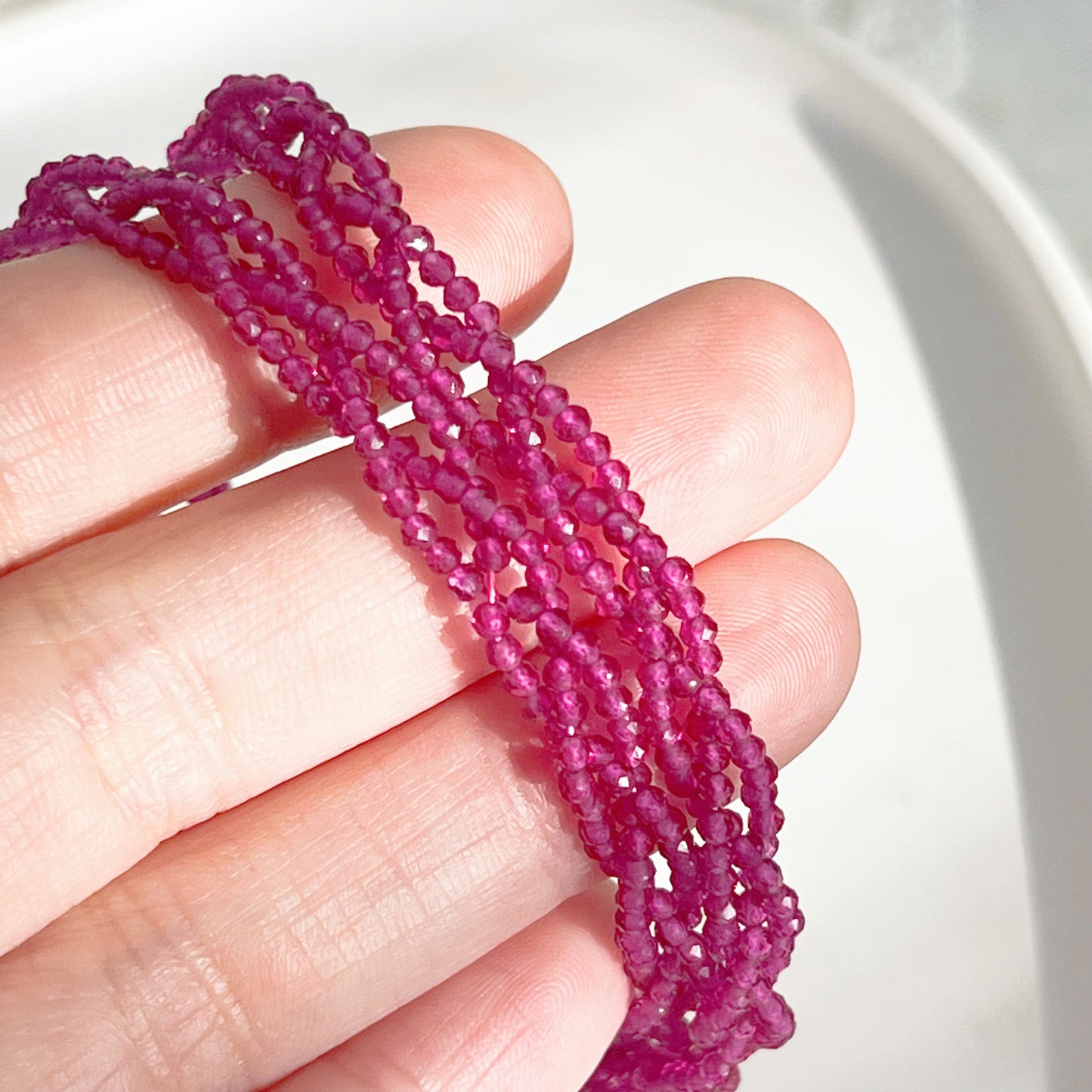 Red Spinel Bead Double Chain Bracelets-Ninaouity
