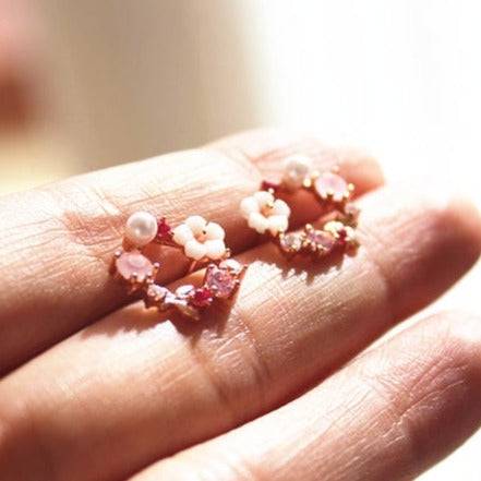 Rose Gold Flower Wreath Earrings-Ninaouity