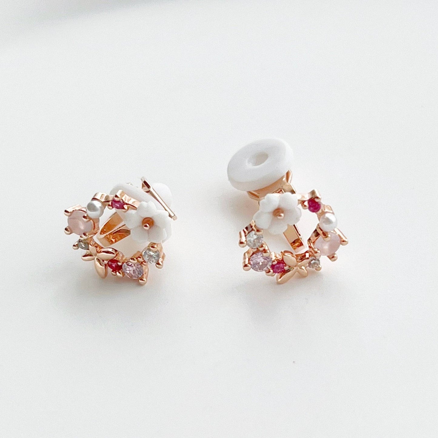 Rose Gold Flower Wreath Earrings-Ninaouity