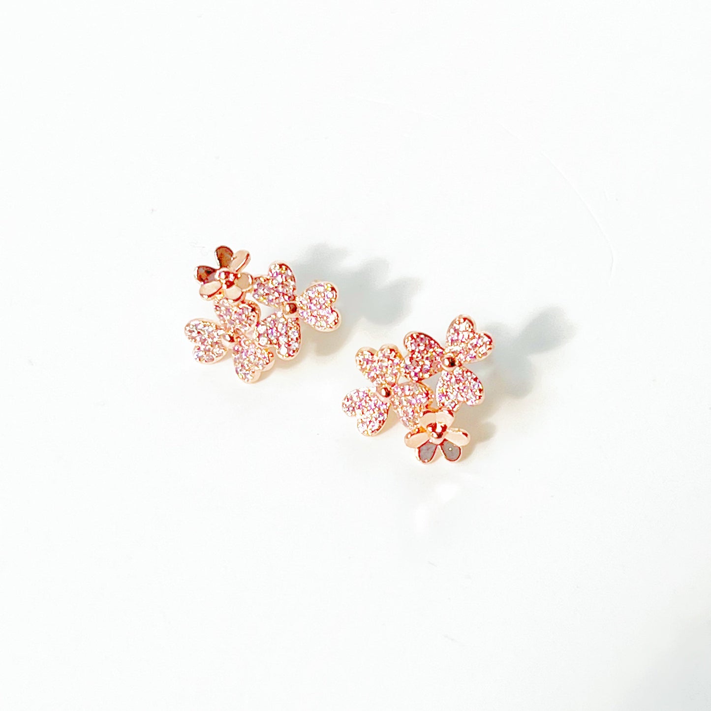 Rose Gold Shamrock Flower Earrings-Ninaouity