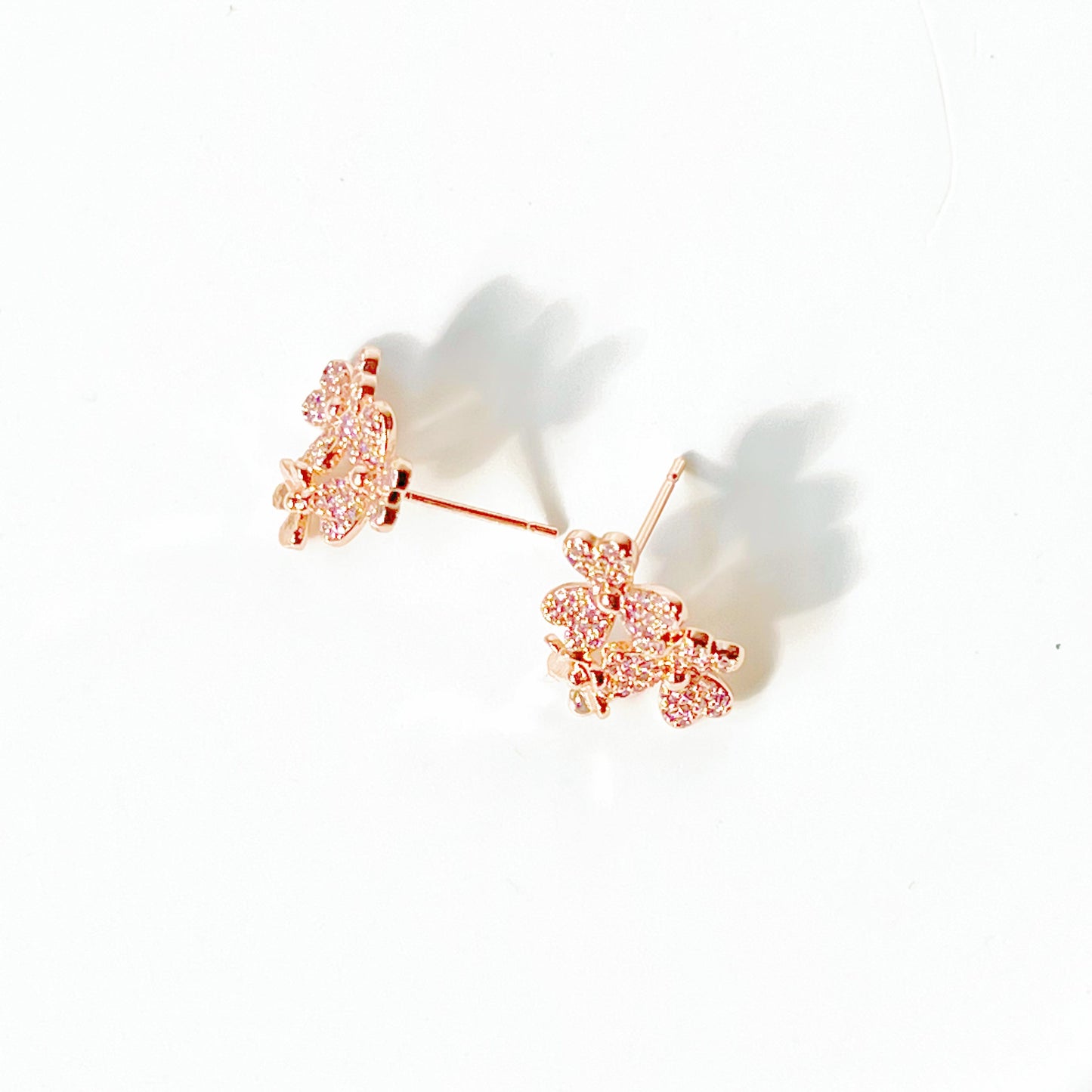 Rose Gold Shamrock Flower Earrings-Ninaouity