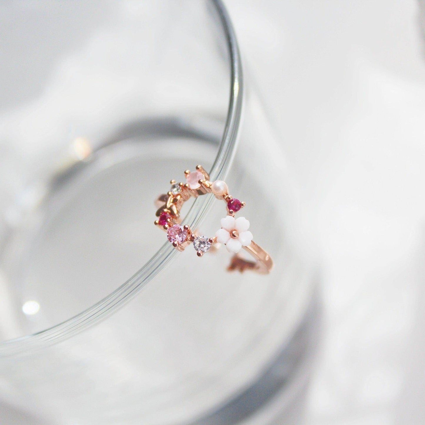 Rose Gold Wreath Flower Adjustable Ring-Ninaouity