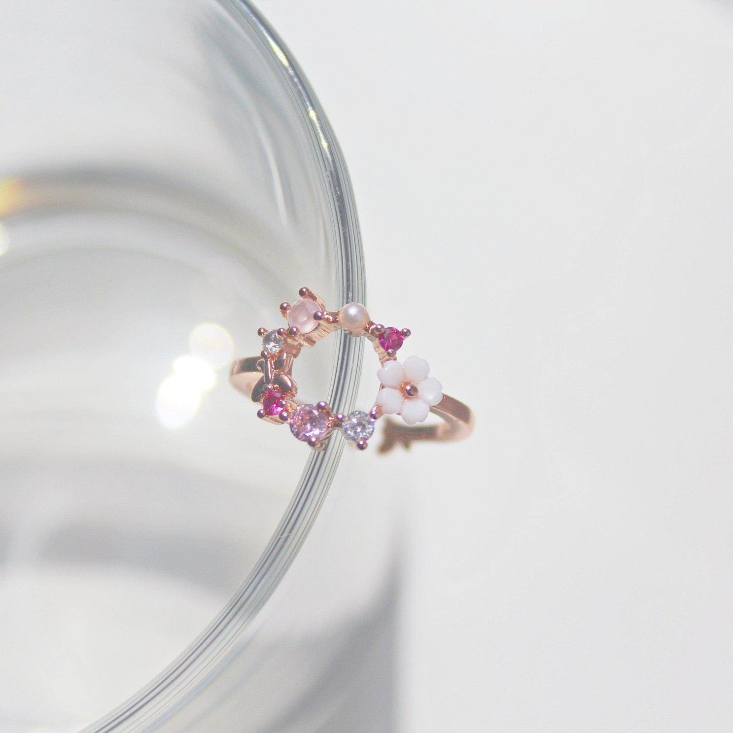 Rose Gold Wreath Flower Adjustable Ring-Ninaouity