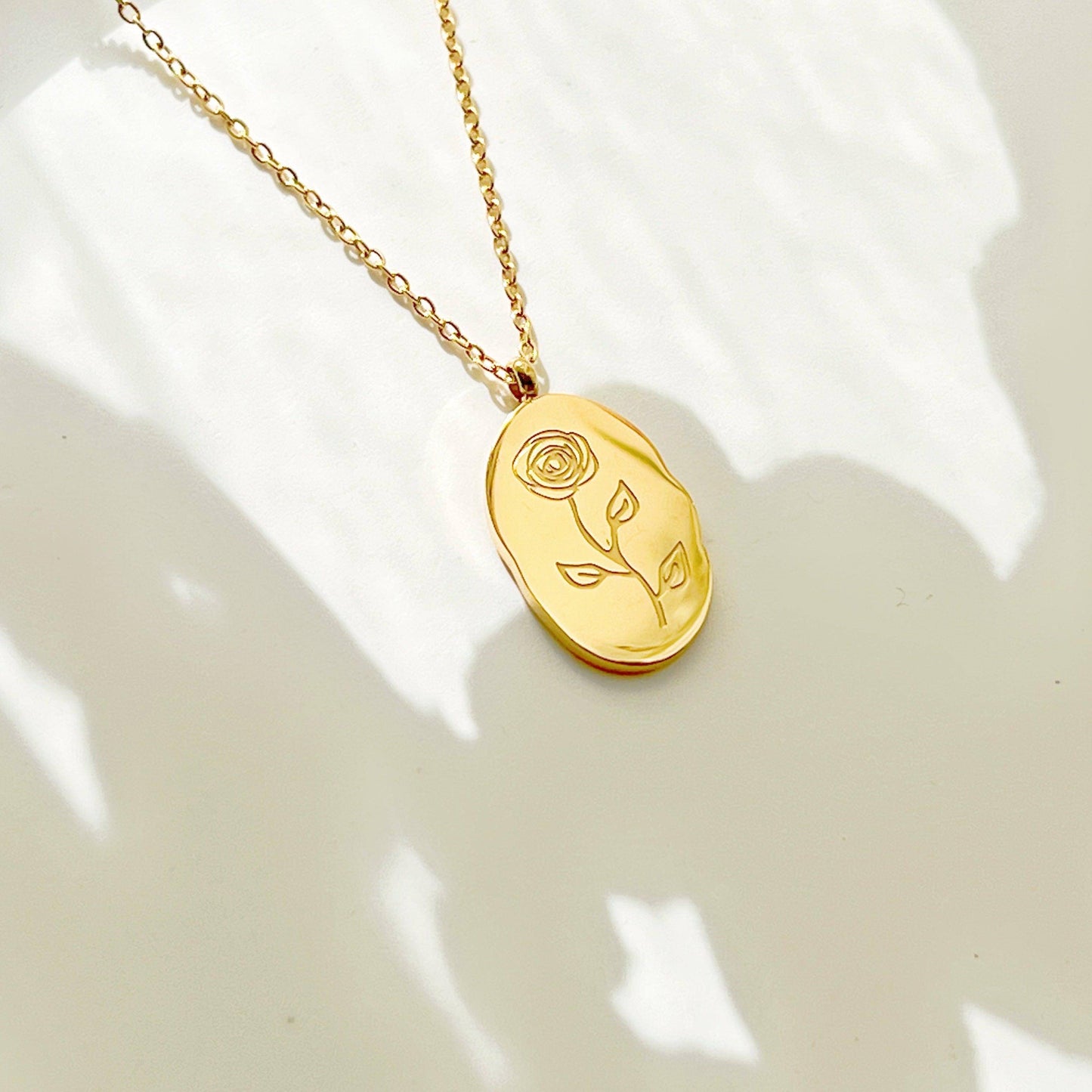 Rose Pendant Necklace - June Birth Flower Stainless Steel Necklace-Ninaouity