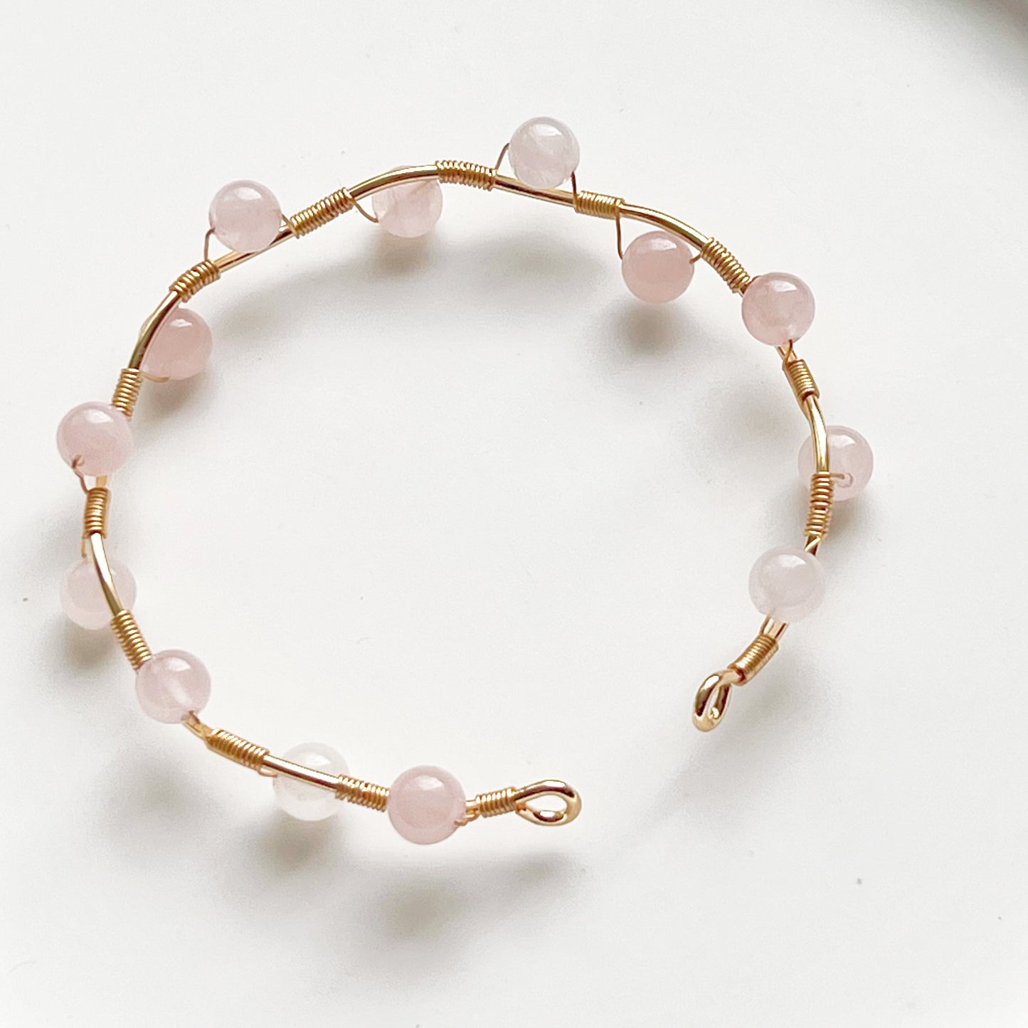 Rose Quartz Crystal Cuff Bracelet-Ninaouity