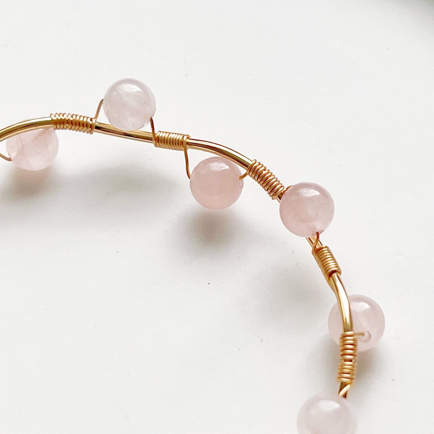 Rose Quartz Crystal Cuff Bracelet-Ninaouity