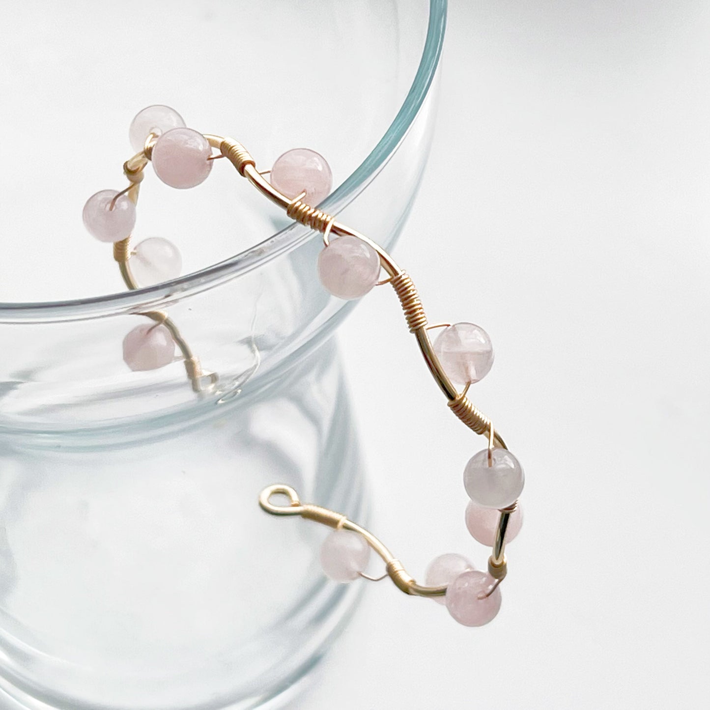Rose Quartz Crystal Cuff Bracelet-Ninaouity
