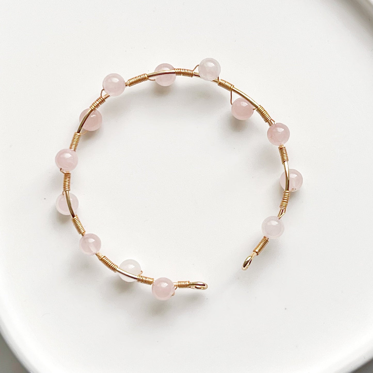 Rose Quartz Crystal Cuff Bracelet-Ninaouity