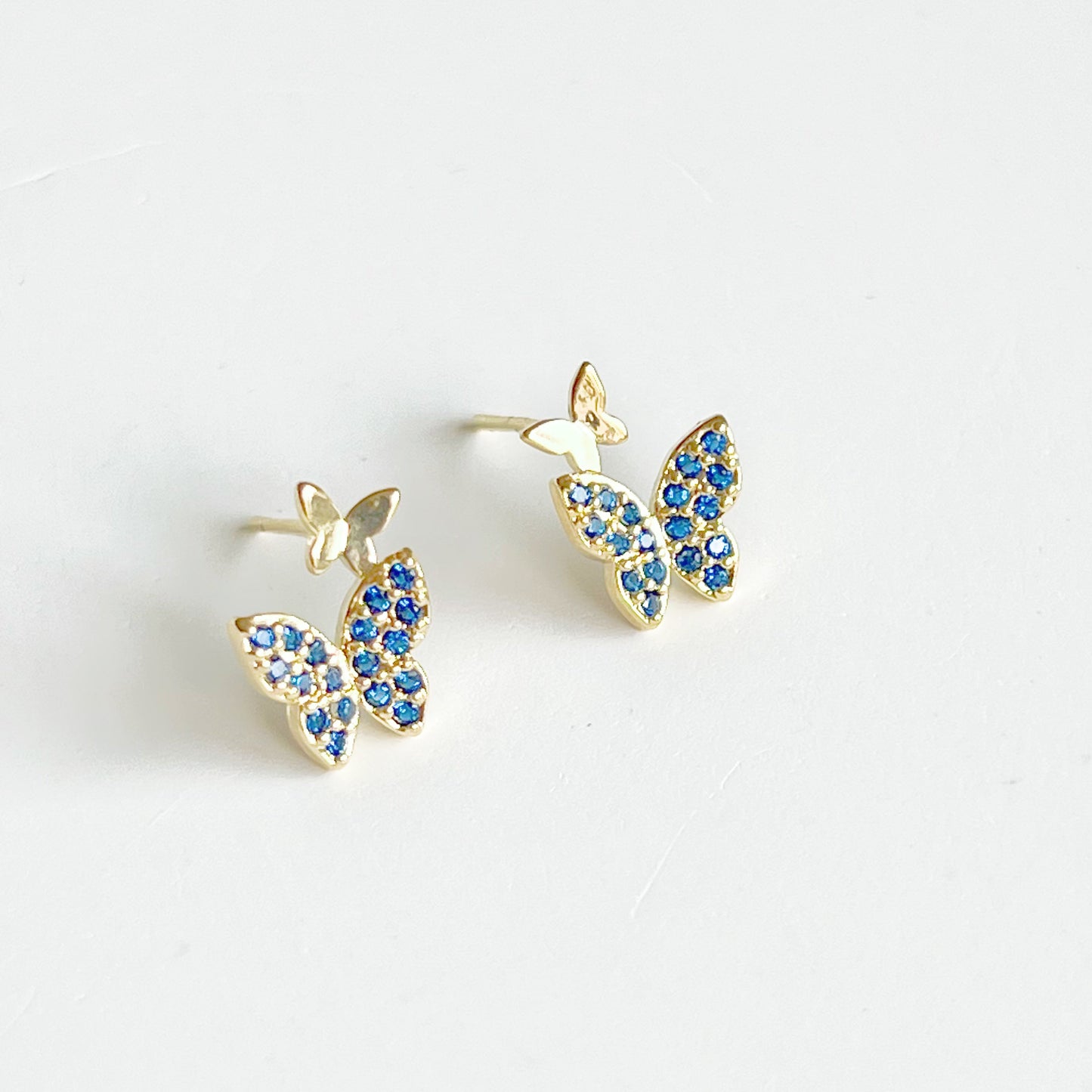 Royal Blue Crystal Butterflies Earrings-Ninaouity