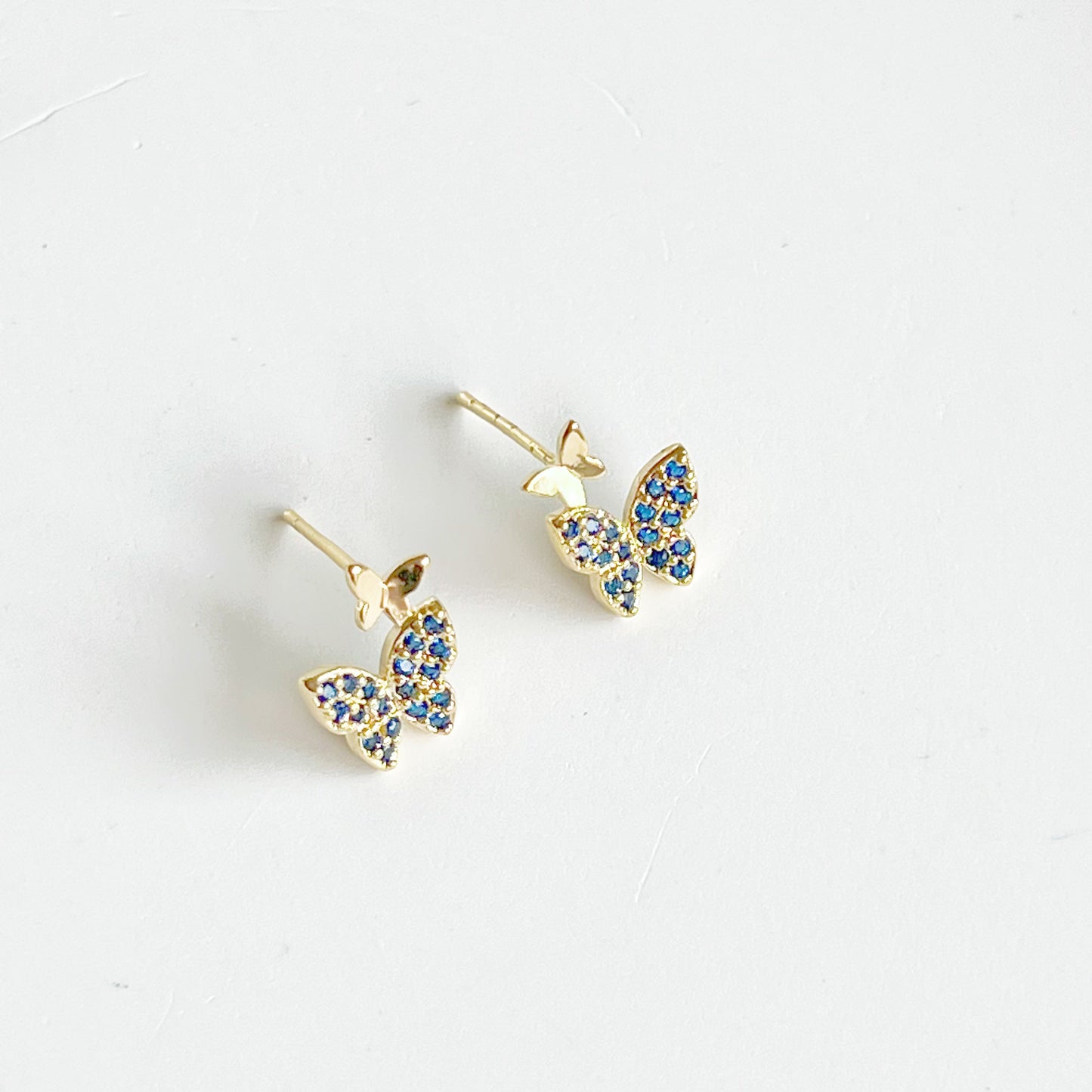 Royal Blue Crystal Butterflies Earrings-Ninaouity