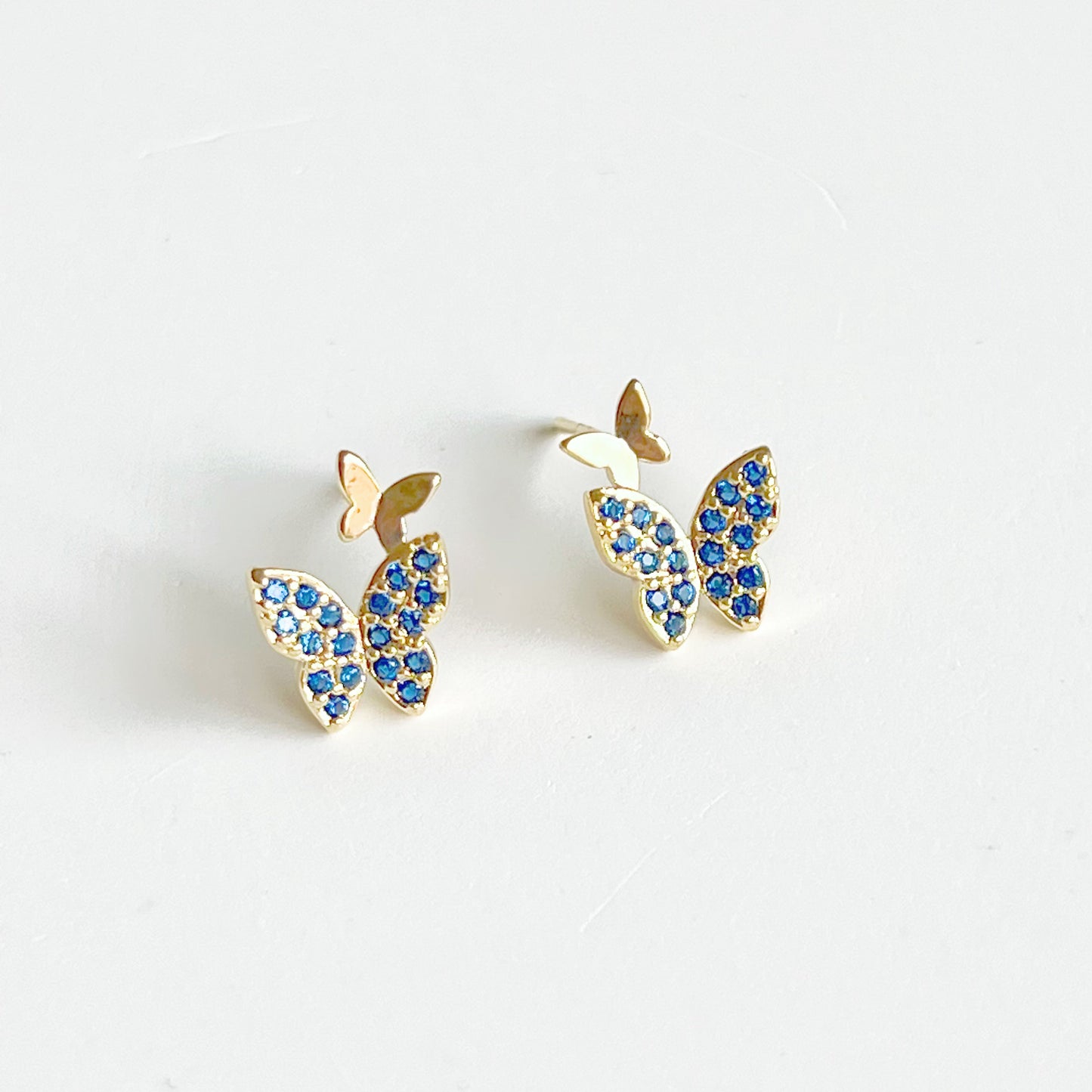 Royal Blue Crystal Butterflies Earrings-Ninaouity