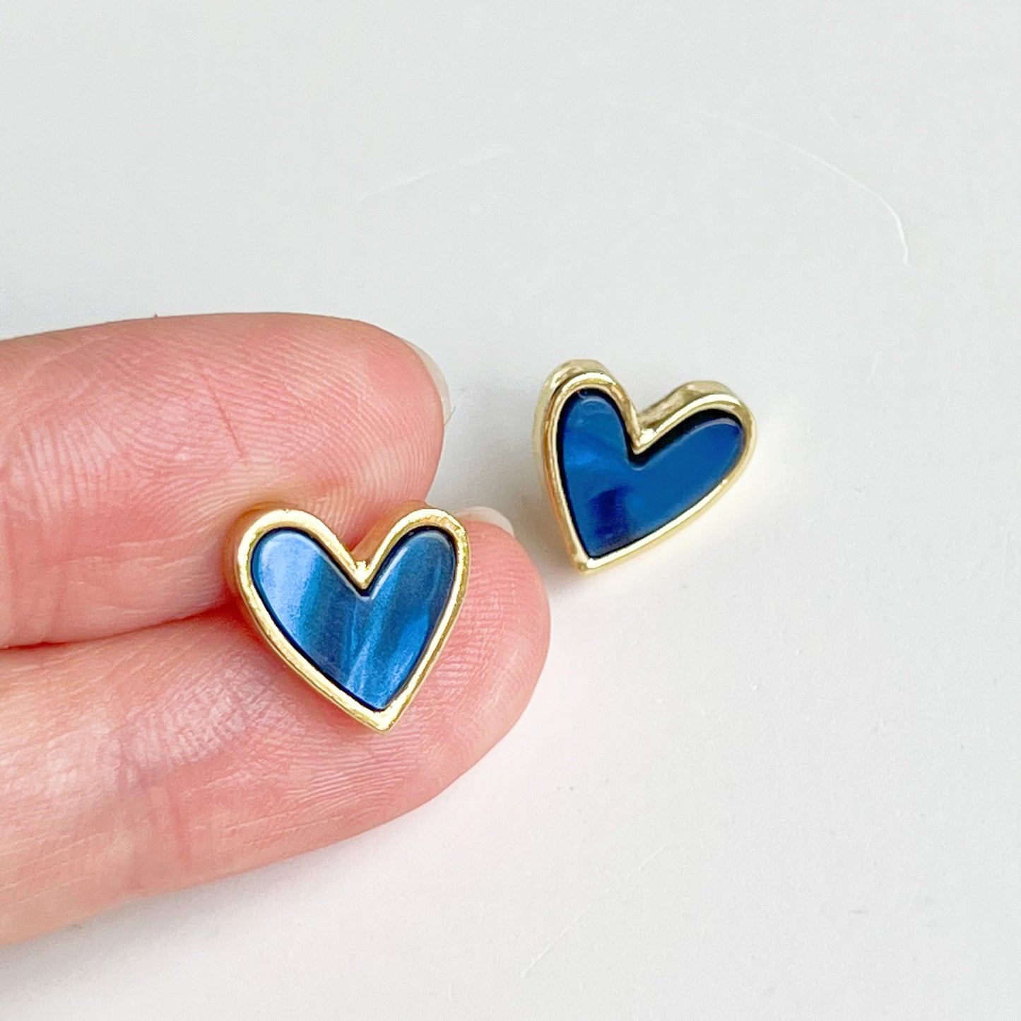Royal Blue Heart Earrings-Ninaouity