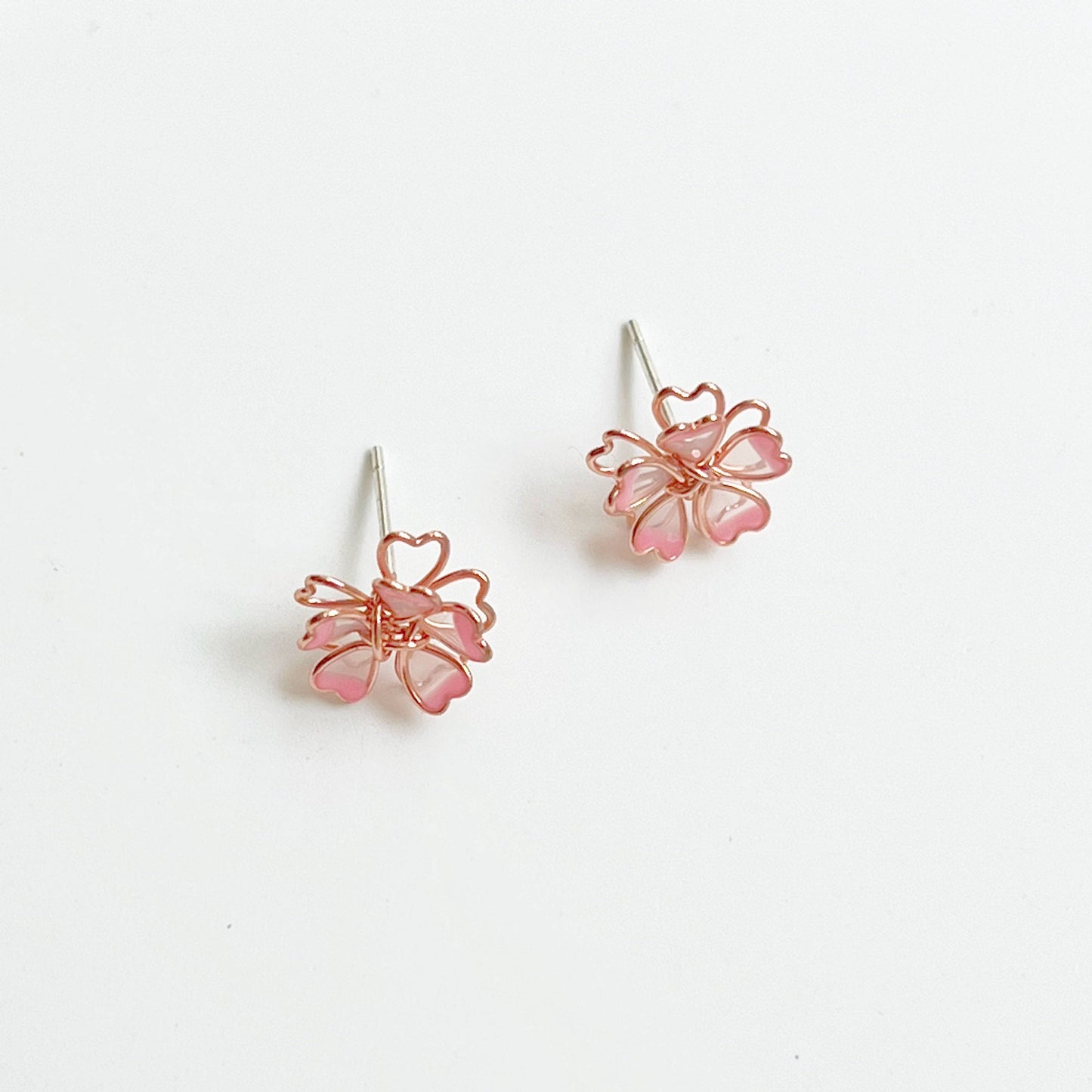 Sakura Flower Earrings - Pink Cherry Blossom Stud Earrings-Ninaouity
