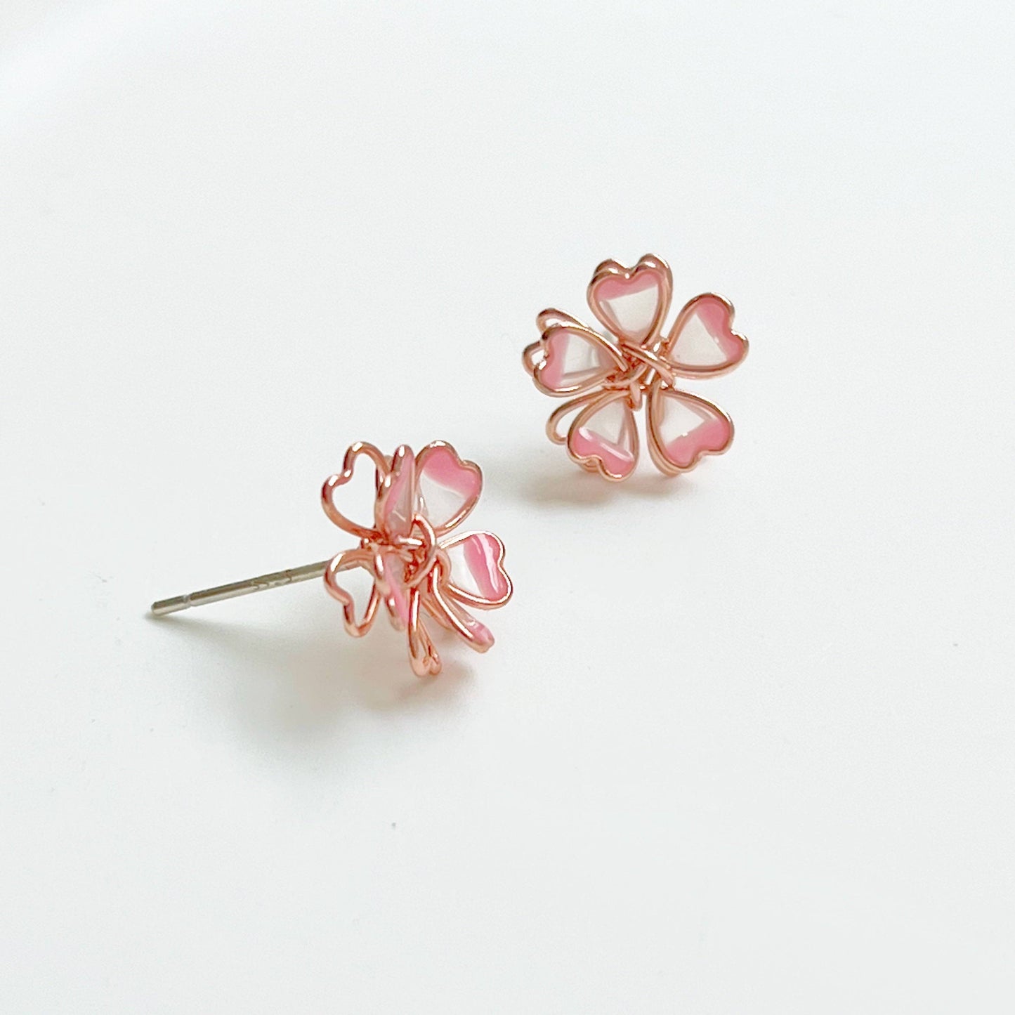 Sakura Flower Earrings - Pink Cherry Blossom Stud Earrings-Ninaouity