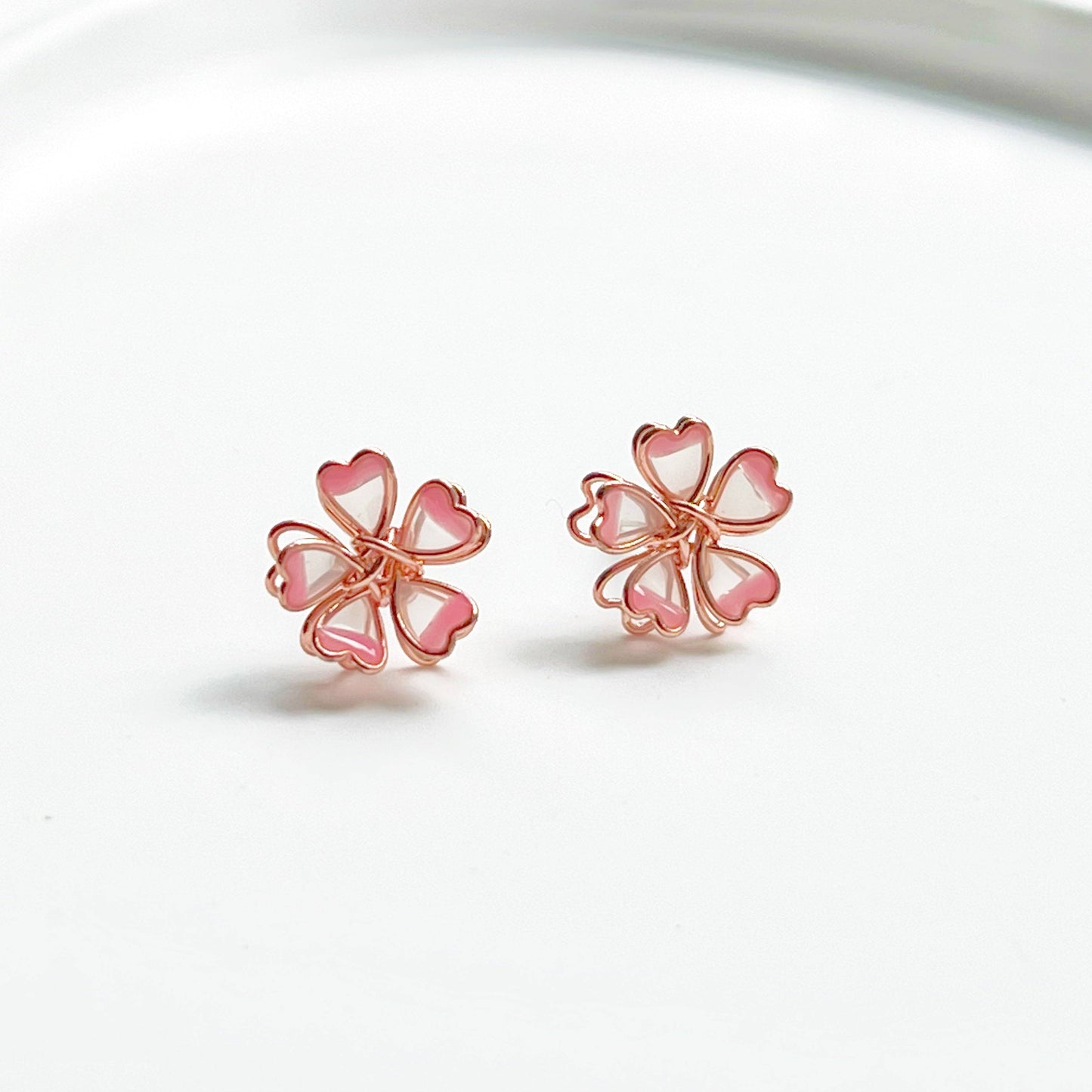 Sakura Flower Earrings - Pink Cherry Blossom Stud Earrings-Ninaouity