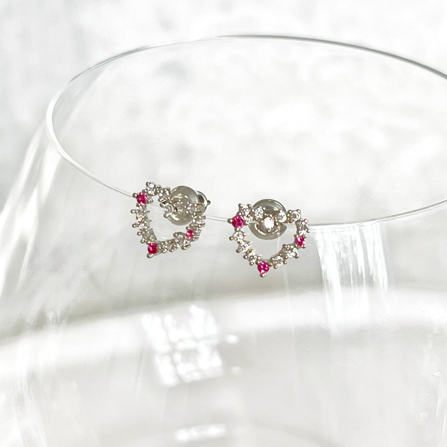 Silver Heart with Zircon Earrings-Ninaouity