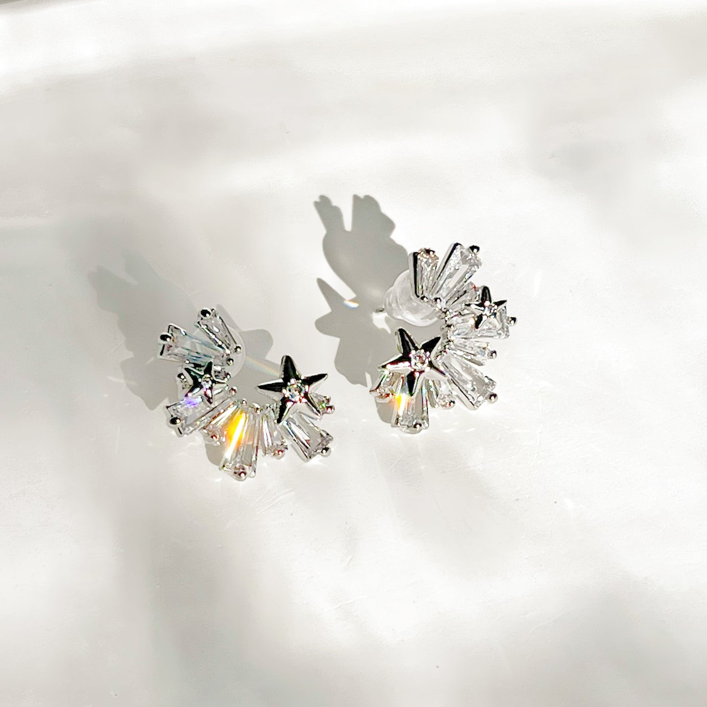 Silver Shiny Stars Earrings-Ninaouity