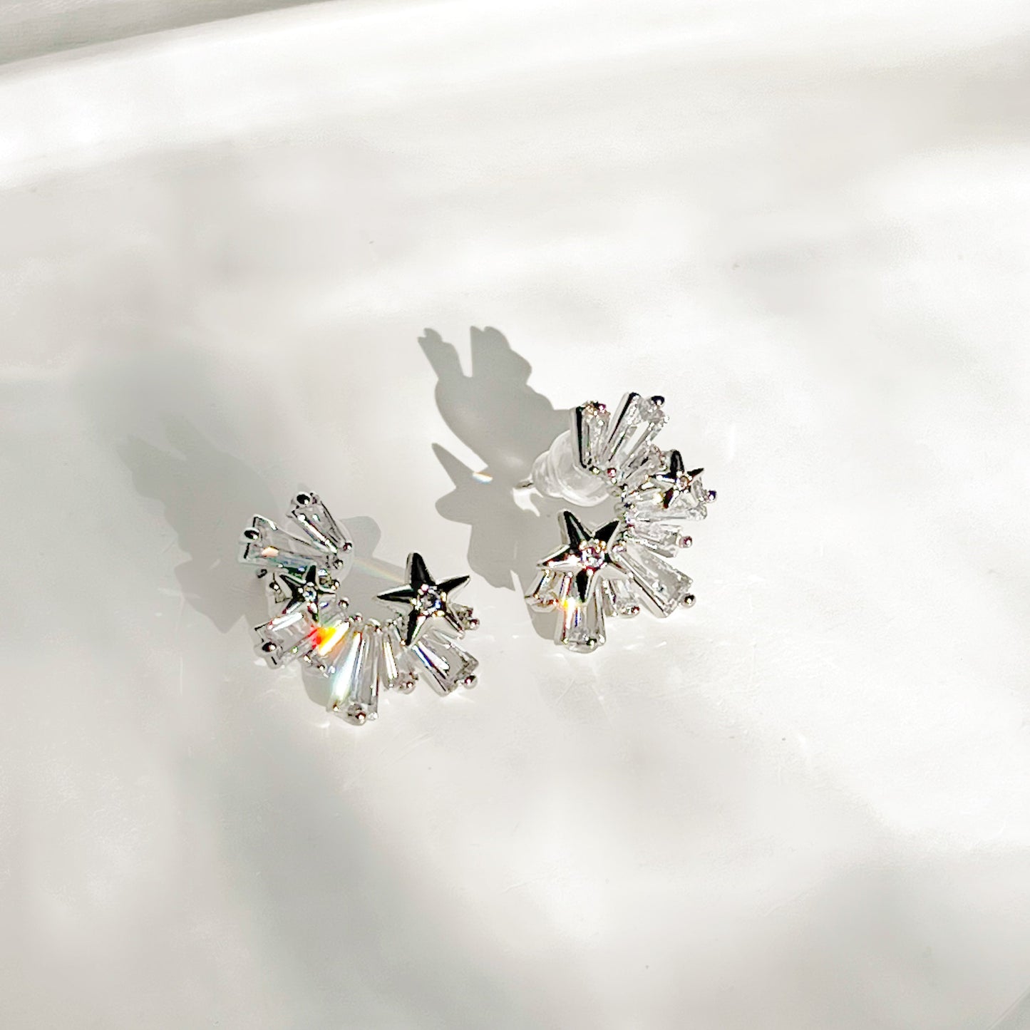 Silver Shiny Stars Earrings-Ninaouity