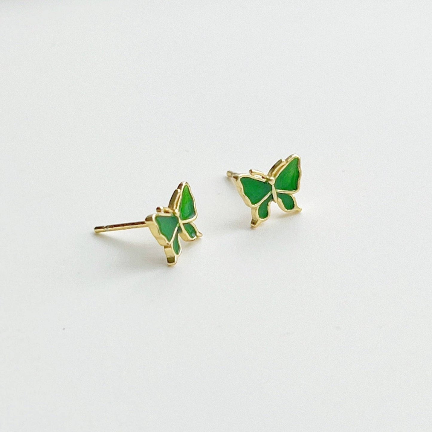 Small Emerald Green Butterfly Earrings-Ninaouity