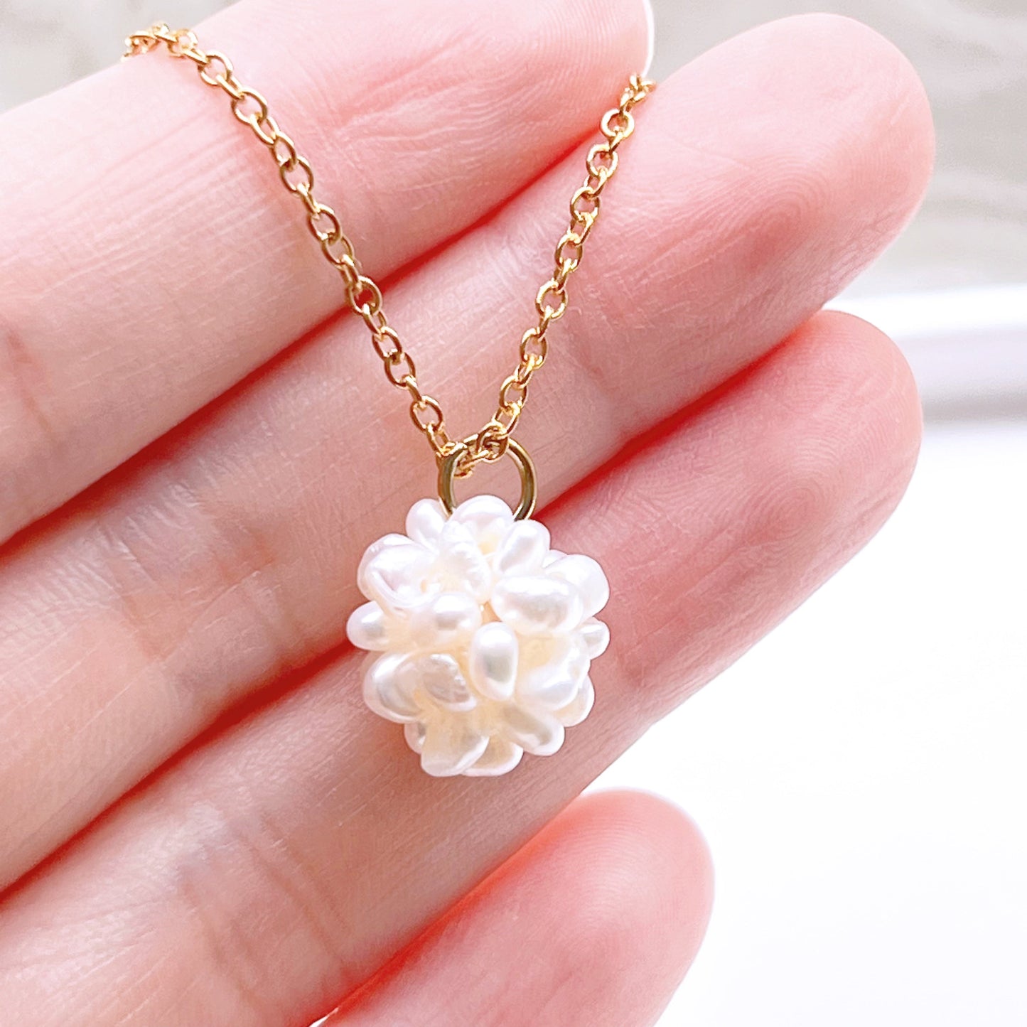 Small Freshwater Pearl Globe Necklace-Ninaouity