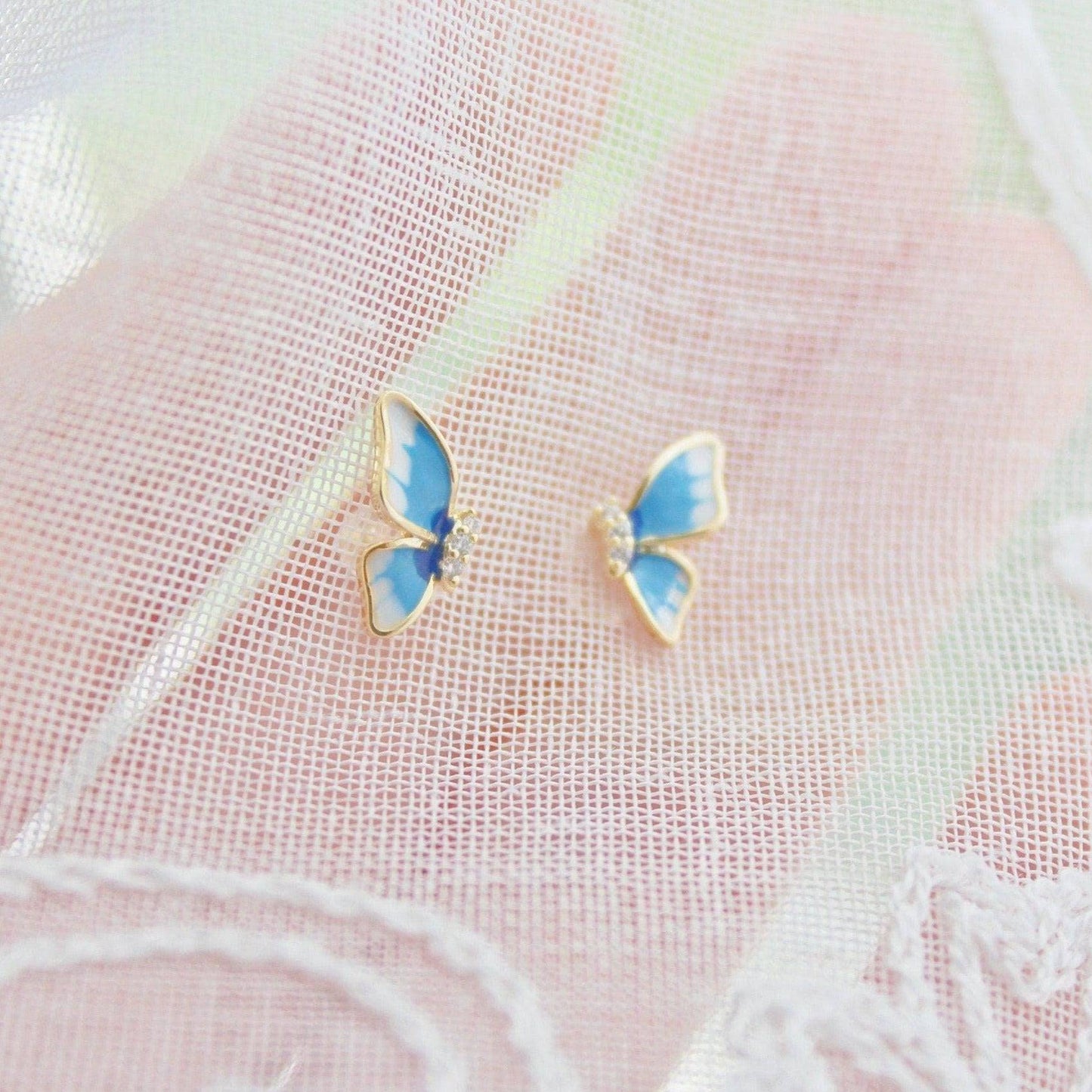 Small Holly Blue Butterfly Earrings-Ninaouity