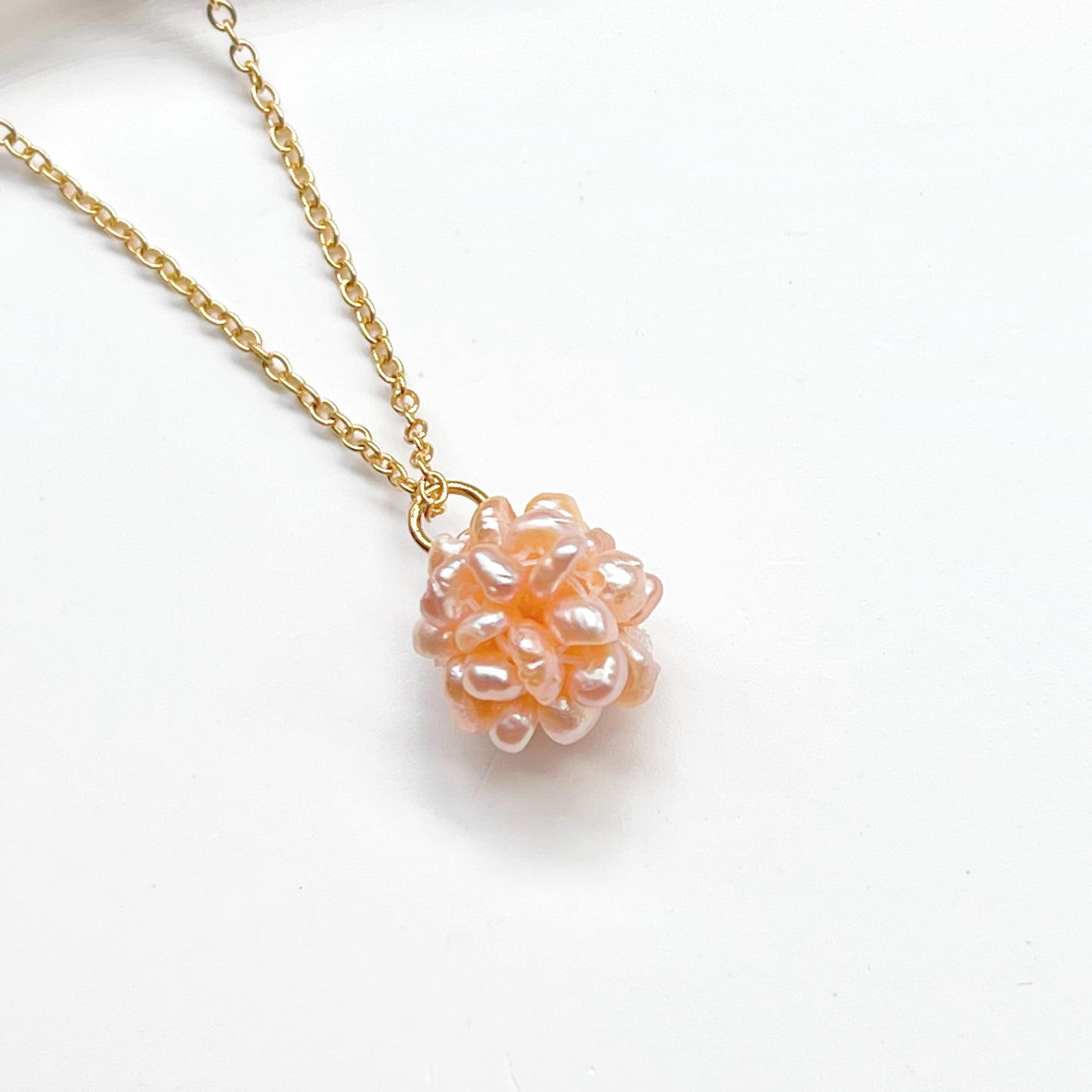 Small Pink Freshwater Pearl Globe Necklace-Ninaouity