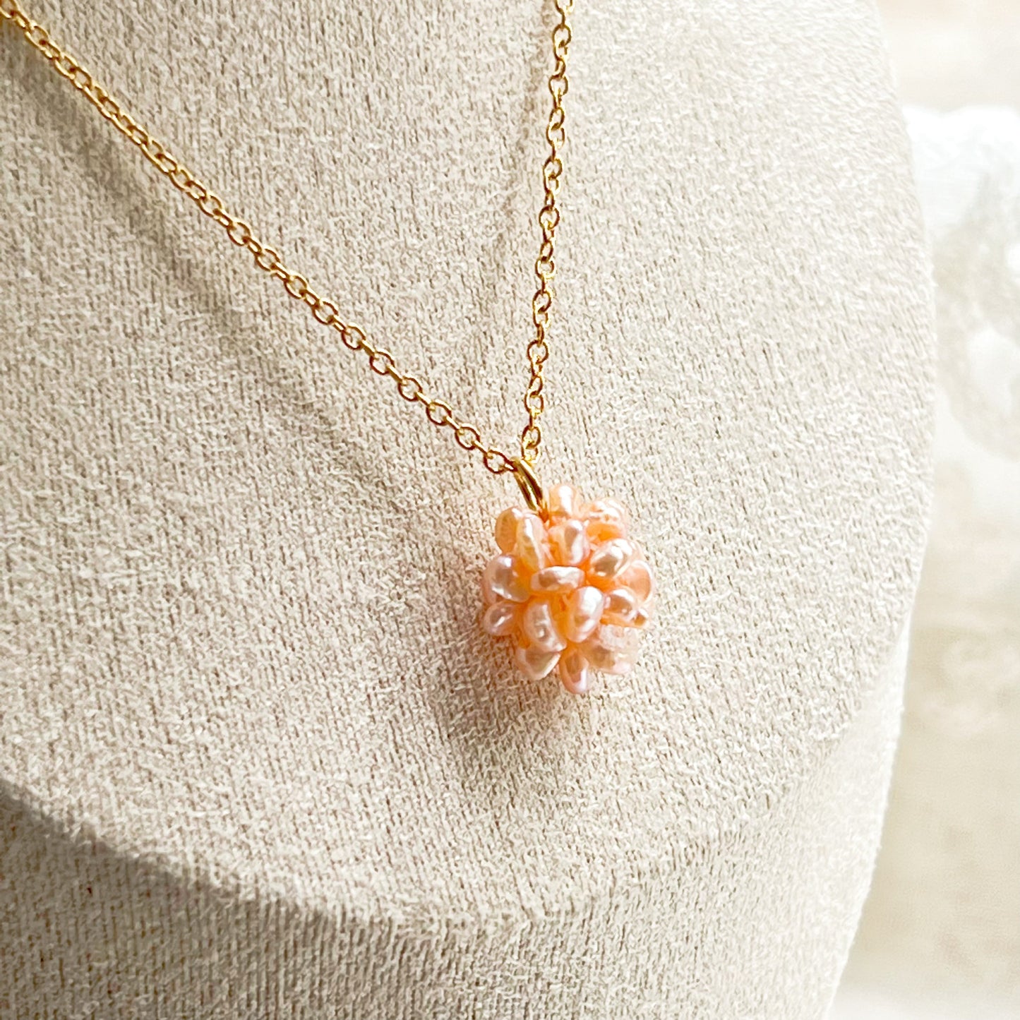 Small Pink Freshwater Pearl Globe Necklace-Ninaouity
