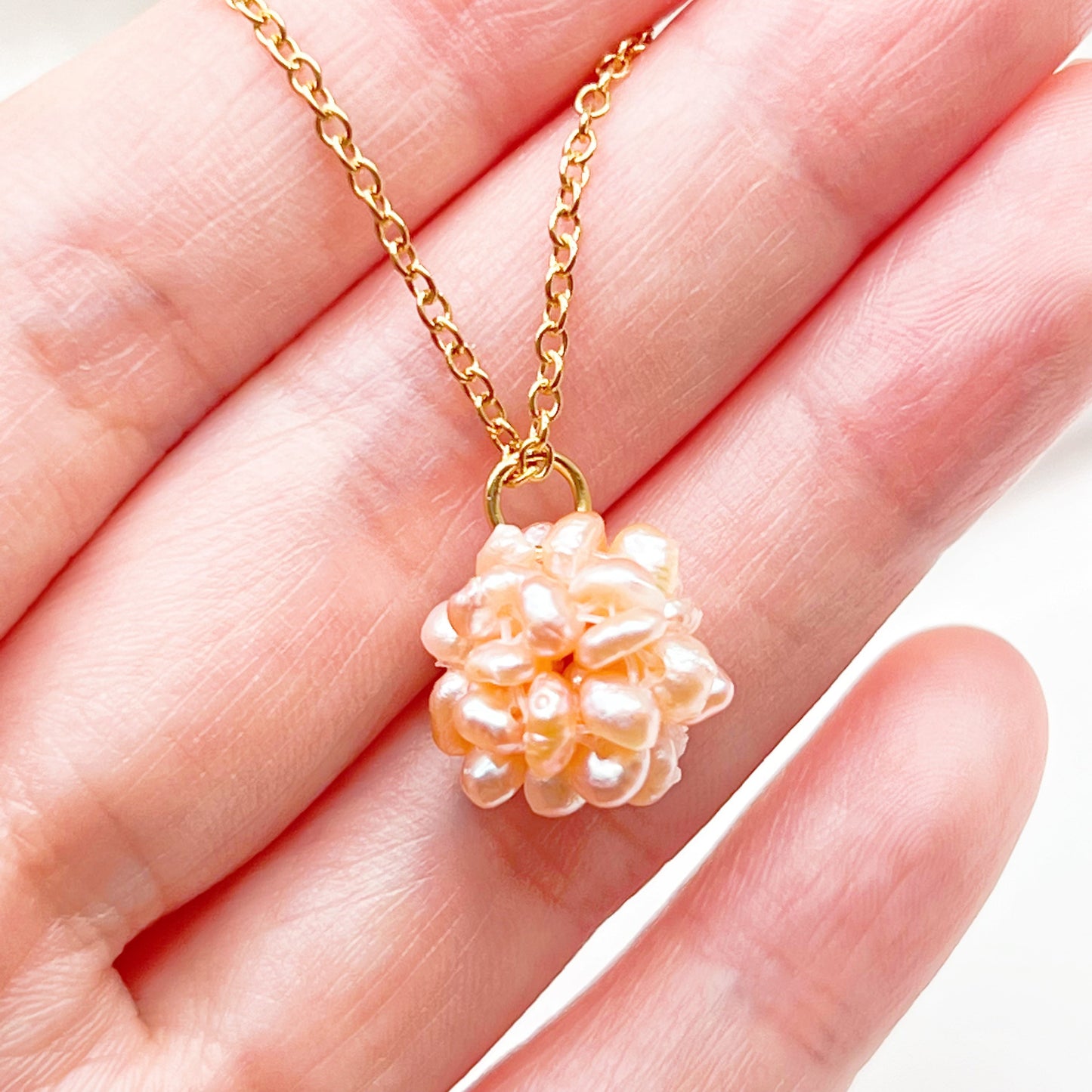 Small Pink Freshwater Pearl Globe Necklace-Ninaouity