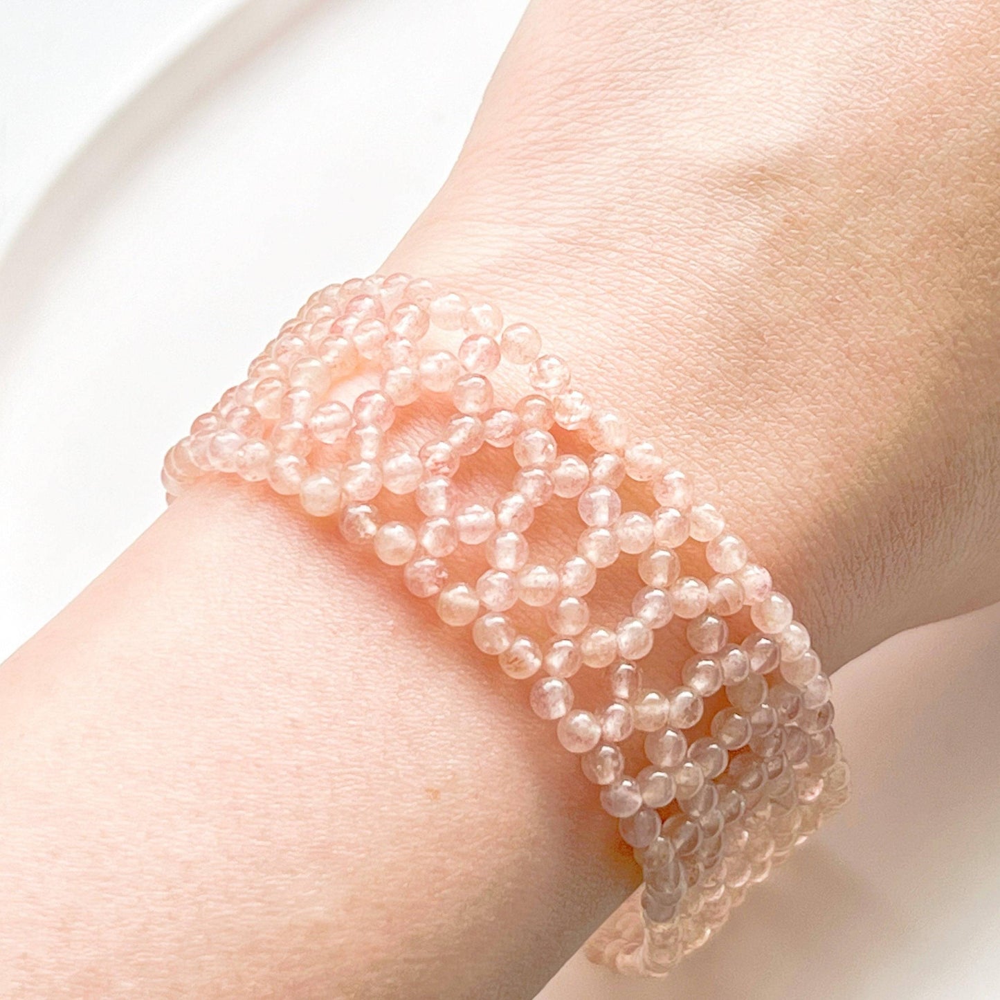Strawberry Quartz Beads Cuff Bracelet-Ninaouity