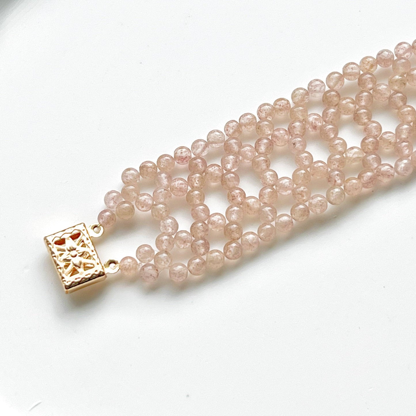 Strawberry Quartz Beads Cuff Bracelet-Ninaouity