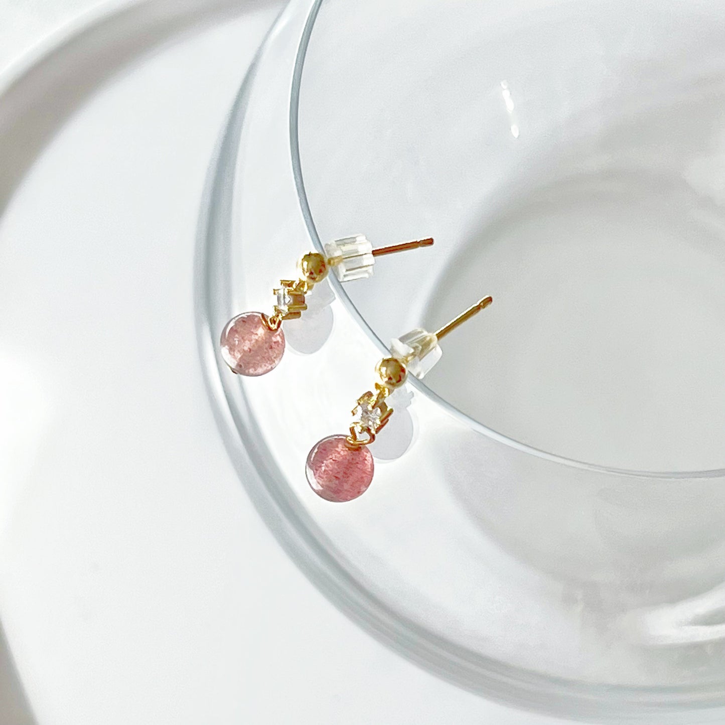 Strawberry Quartz Drop Earrings-Ninaouity