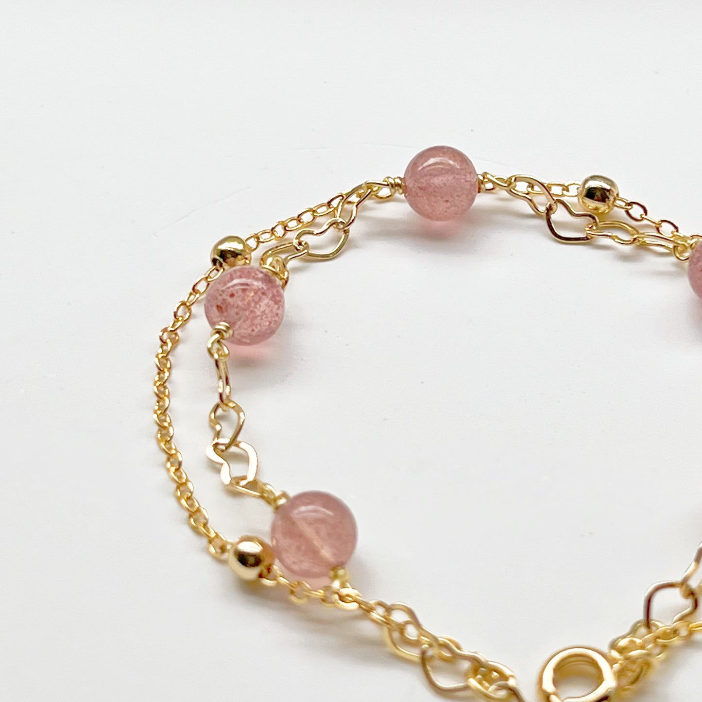 Strawberry Quartz in Heart Chain Bracelet-Ninaouity